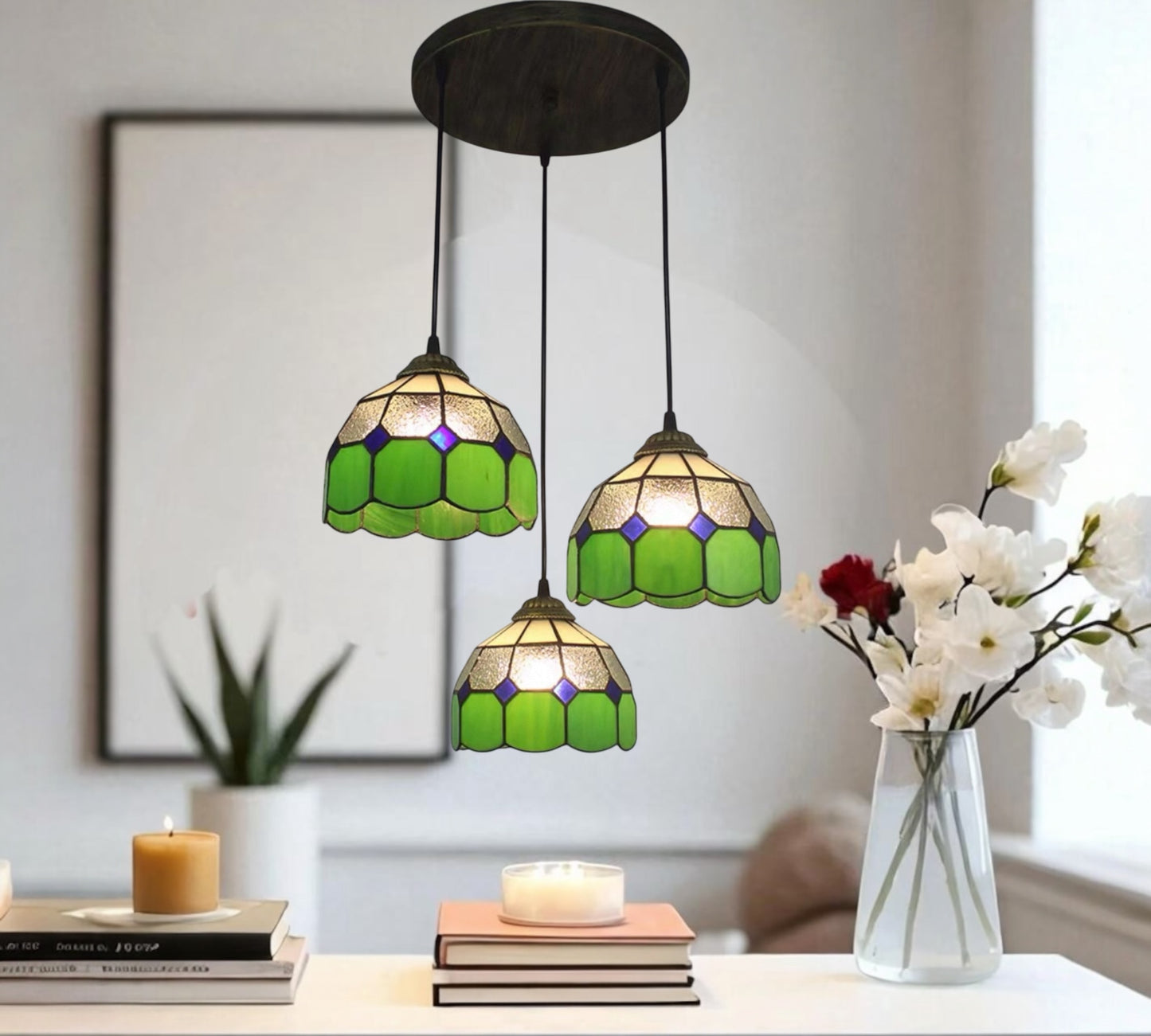 CDH 10” Tiffany Pendant Lamp 20cm shades (26006GP3R)