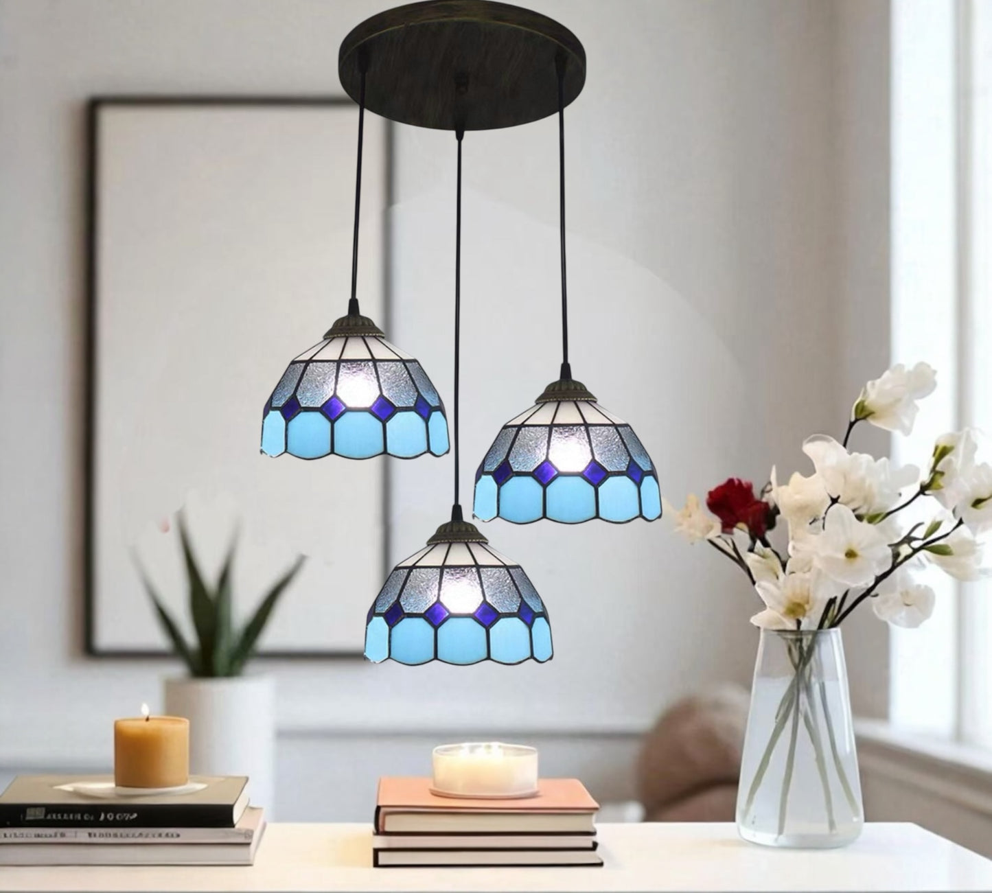 CDH 10” Tiffany Pendant Lamp 20cm shades (26006BP3R)