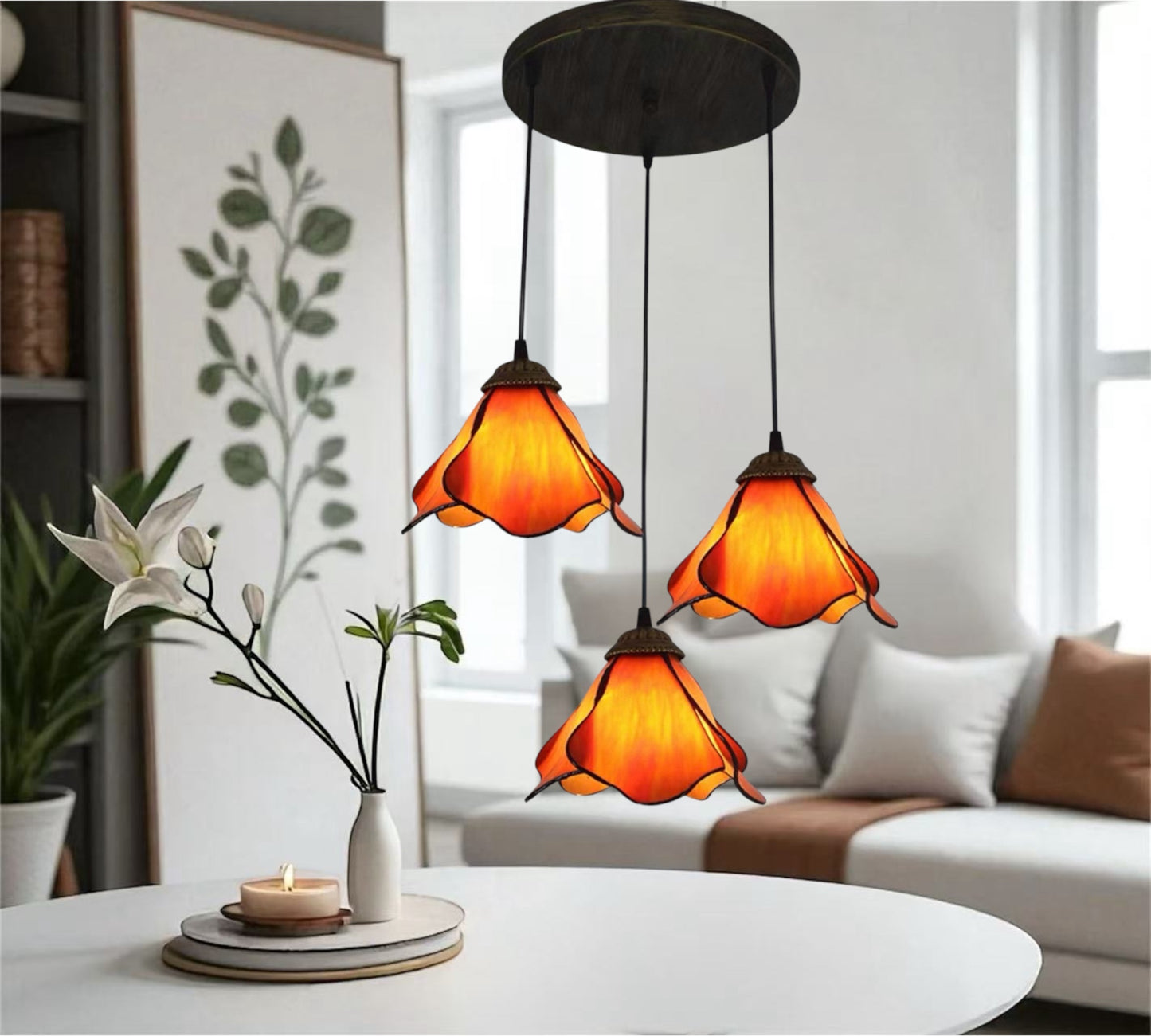 CDH 10” Tiffany Pendant Lamp 20cm shades (12034OP3R)