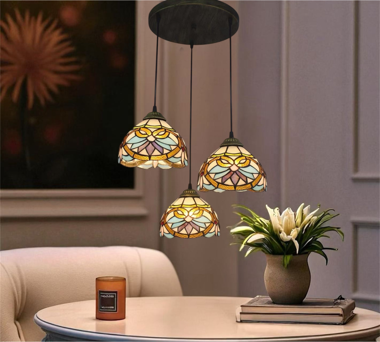 CDH 10” Tiffany Pendant Lamp 20cm shades (12045P3R)