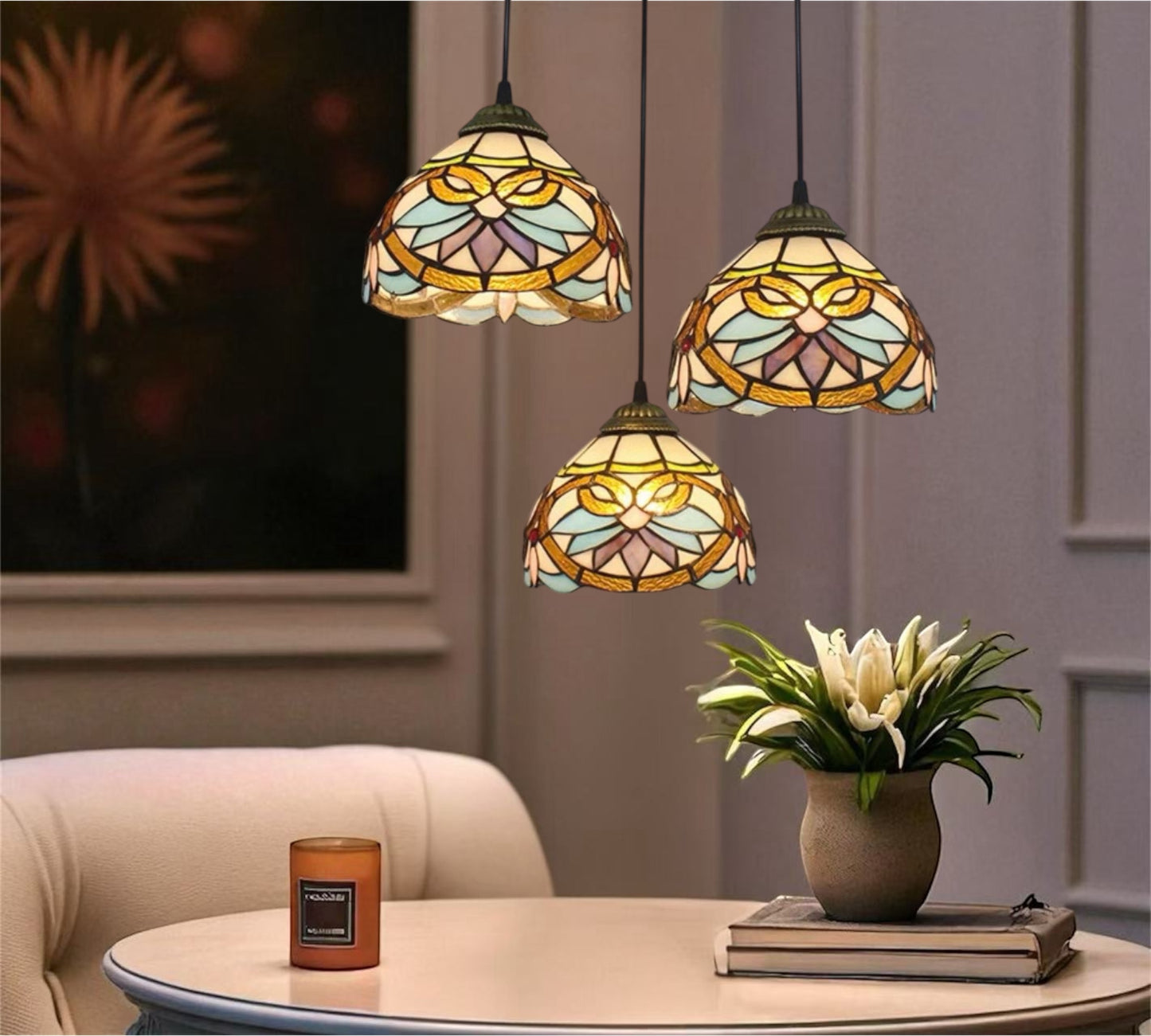 CDH 10” Tiffany Pendant Lamp 20cm shades (12045P3R)