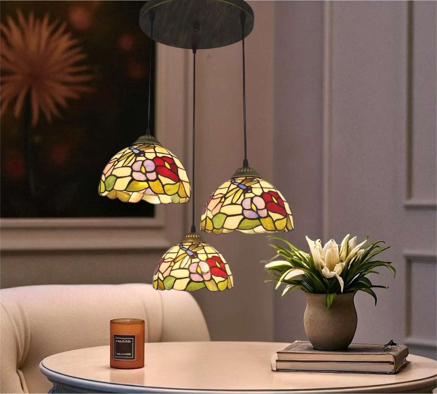 CDH 10” Tiffany Pendant Lamp 20cm shades (11002P3R)