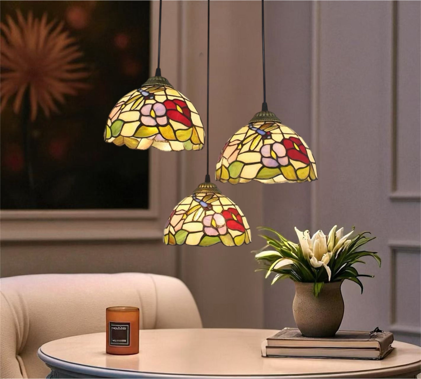 CDH 10” Tiffany Pendant Lamp 20cm shades (11002P3R)