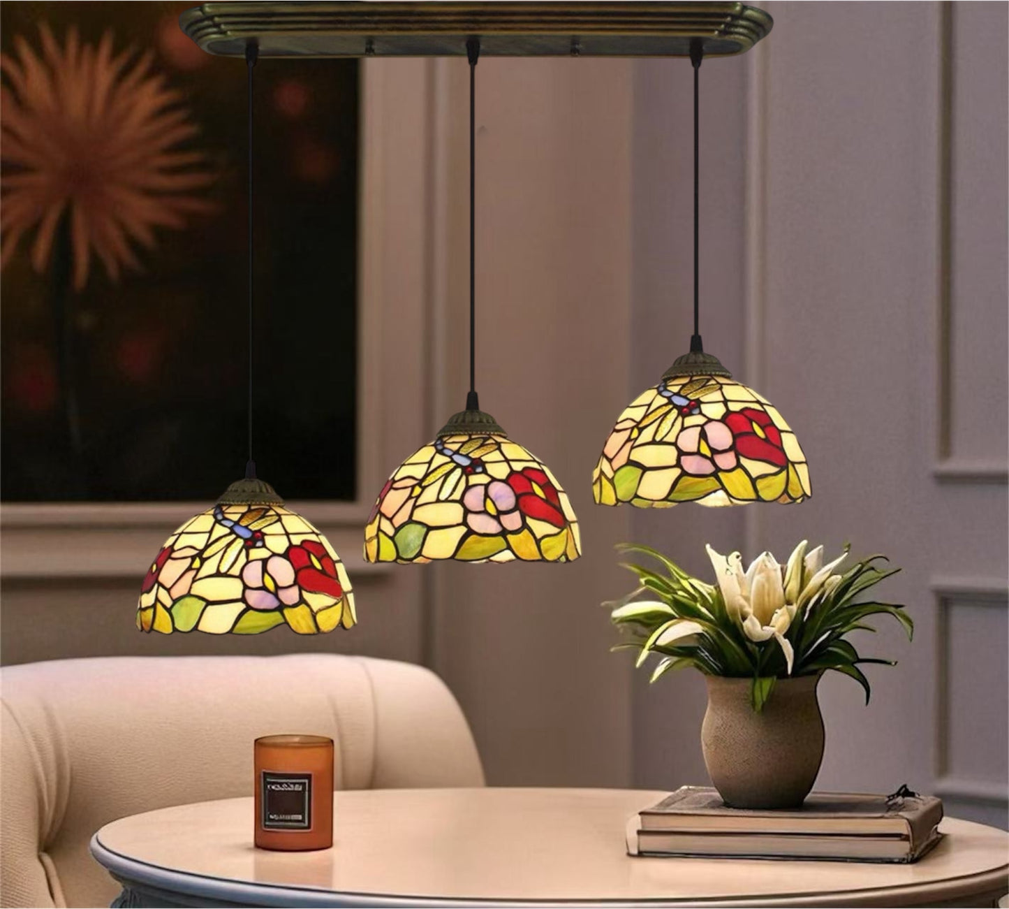 CDH 10” Tiffany Pendant Lamp 20cm shades (11002P3)
