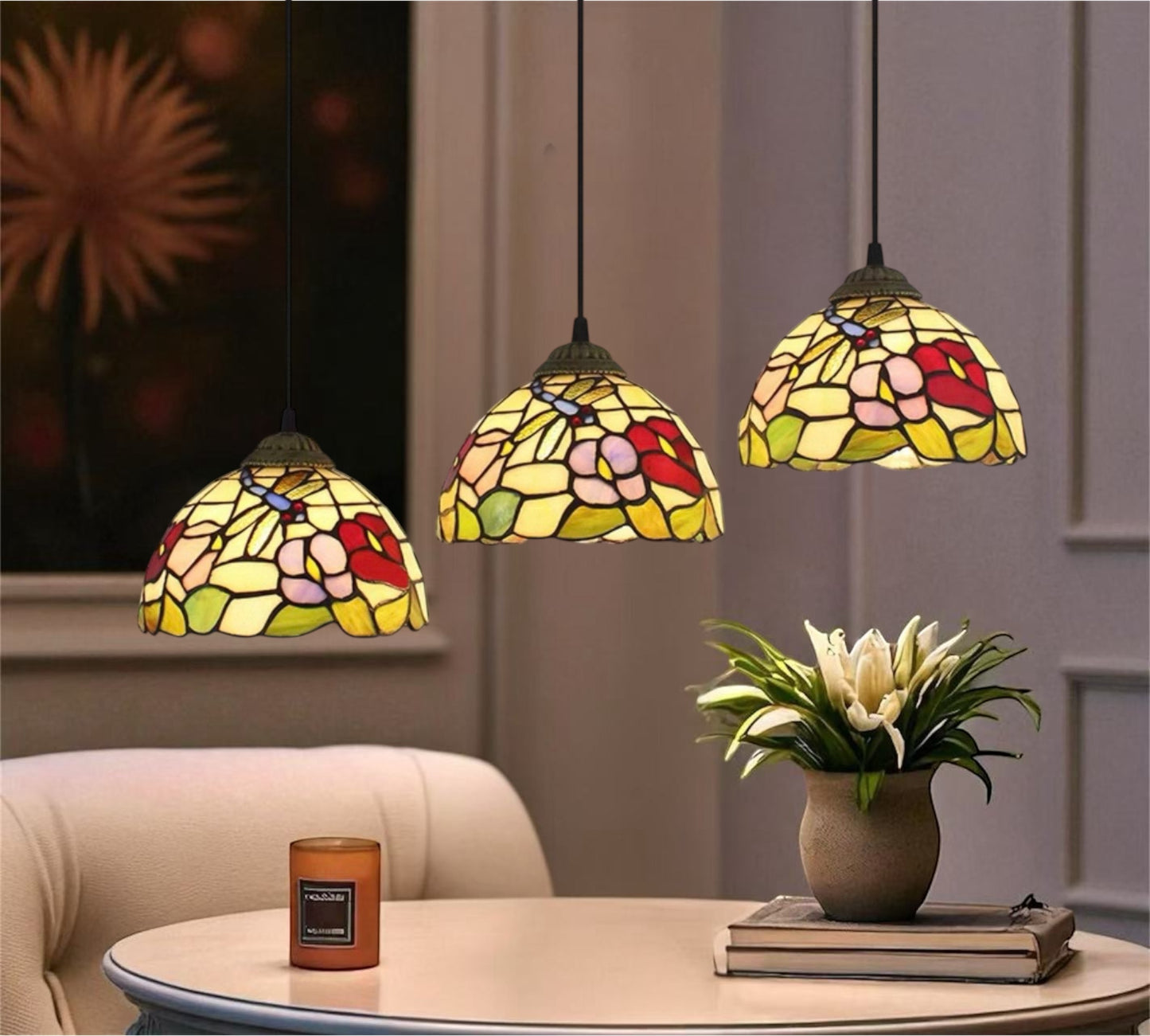 CDH 10” Tiffany Pendant Lamp 20cm shades (11002P3)