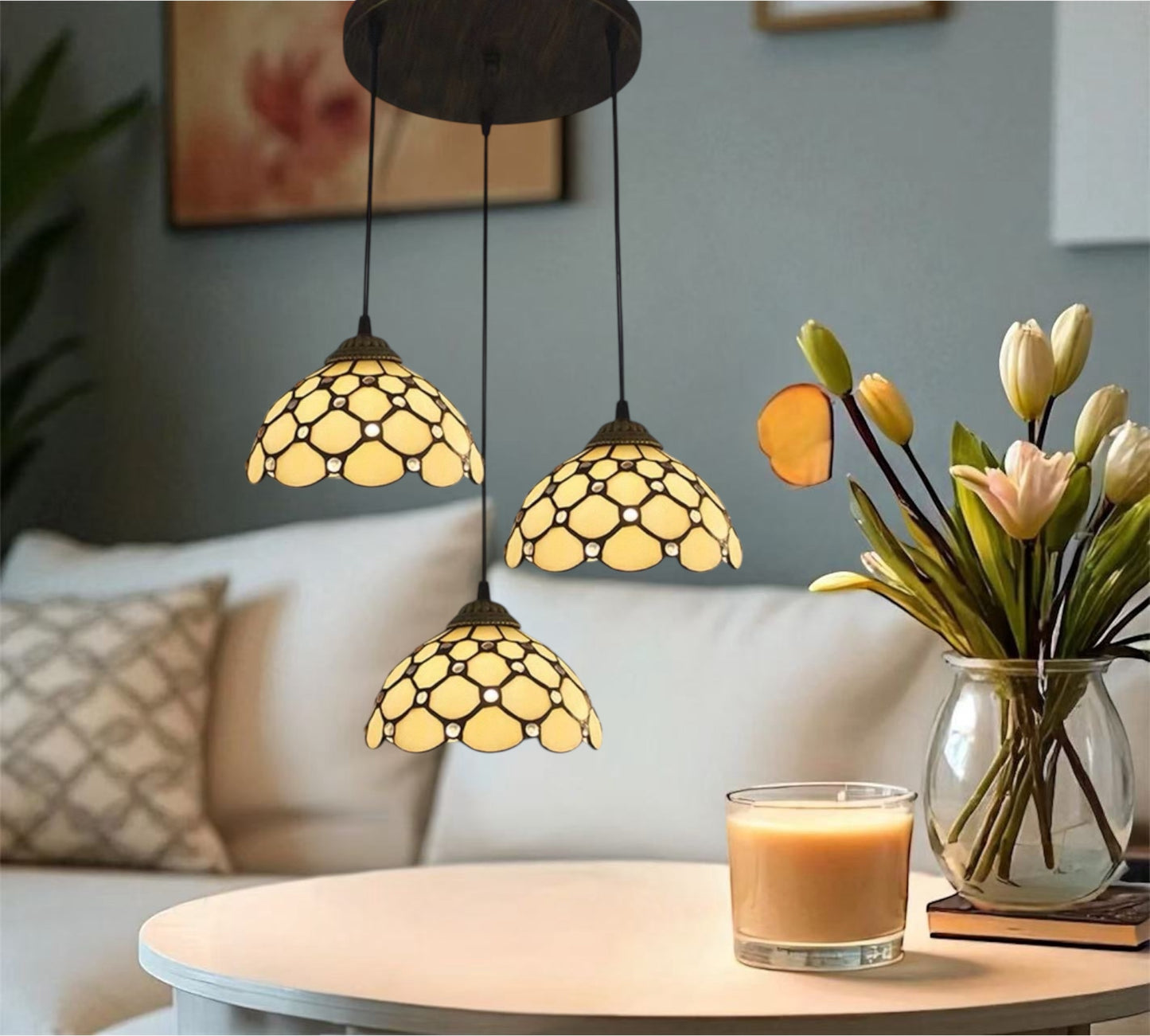 CDH 10” Tiffany Pendant Lamp 20cm shades (12021P3R)