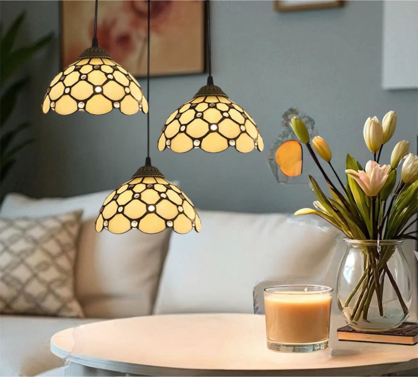 CDH 10” Tiffany Pendant Lamp 20cm shades (12021P3R)