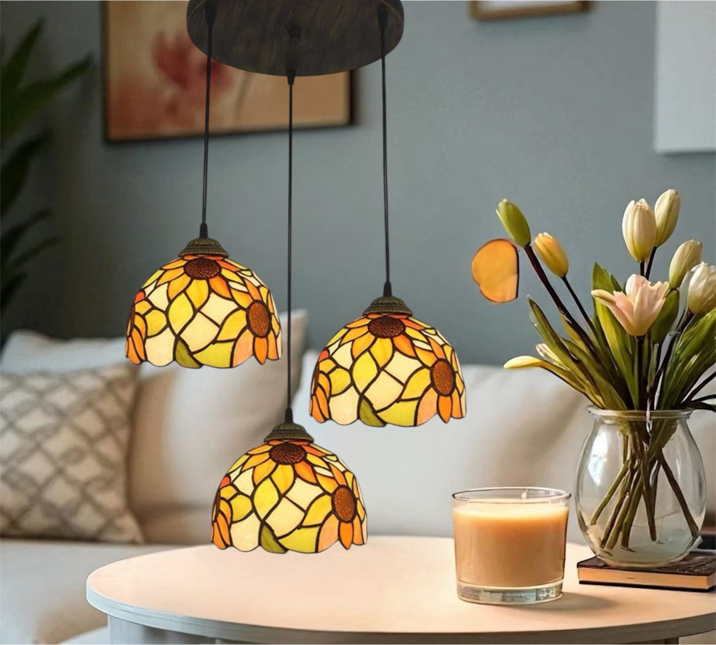 CDH 10” Tiffany Pendant Lamp 20cm shades (12068P3R)