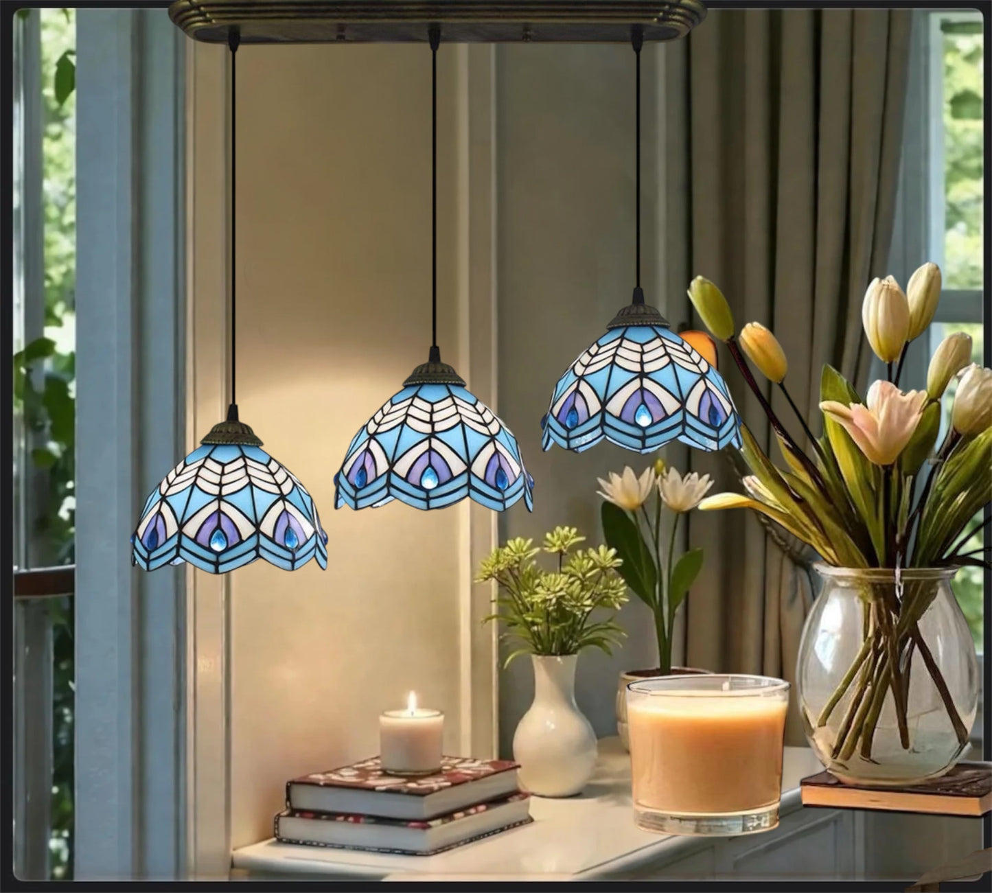 CDH 10” Tiffany Pendant Lamp 20cm shades (15036P3)
