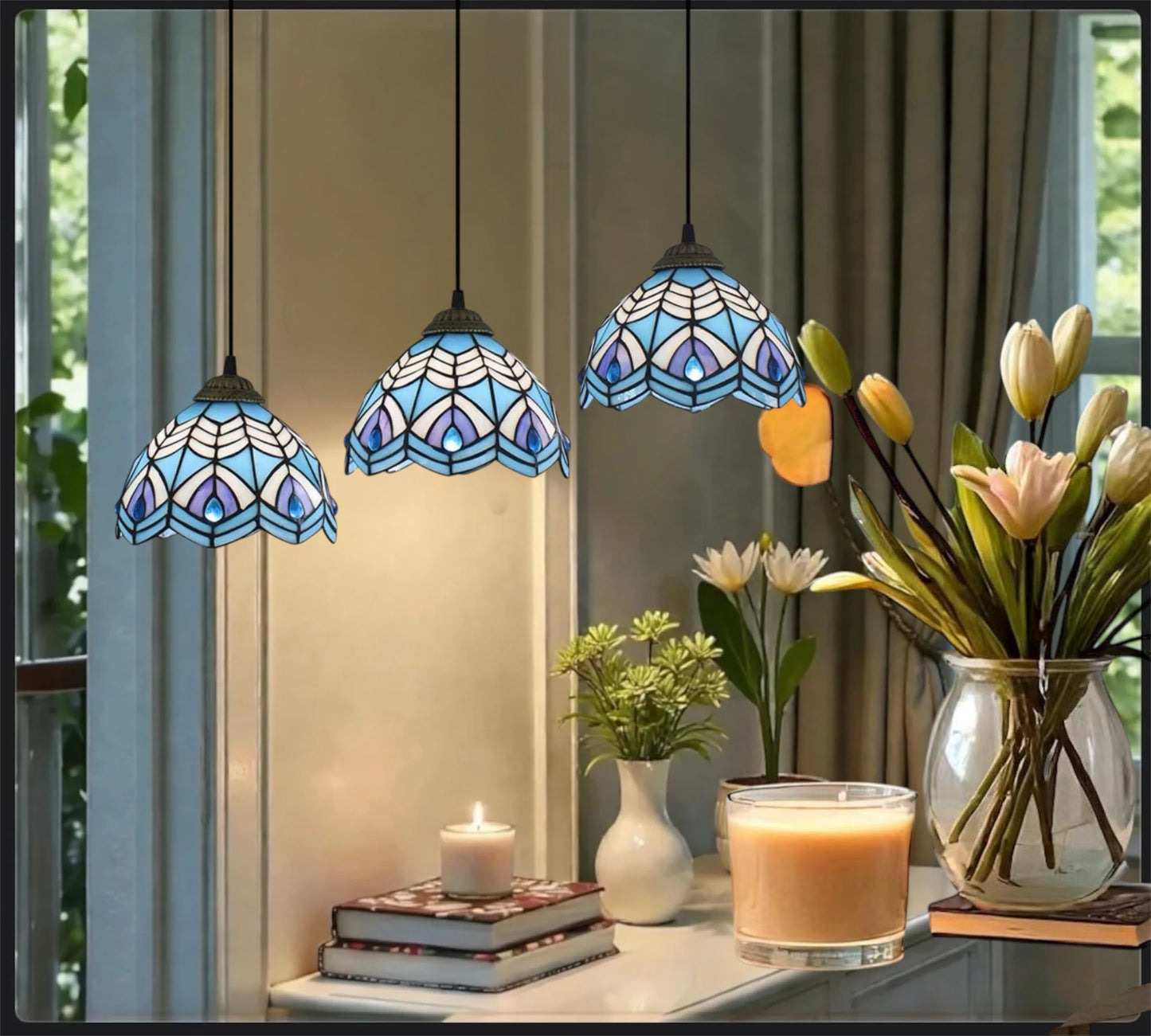CDH 10” Tiffany Pendant Lamp 20cm shades (15036P3)