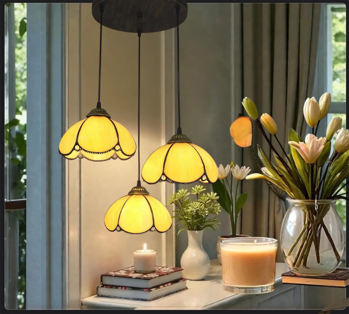 CDH 10” Tiffany Pendant Lamp 20cm shades (26007P3R)