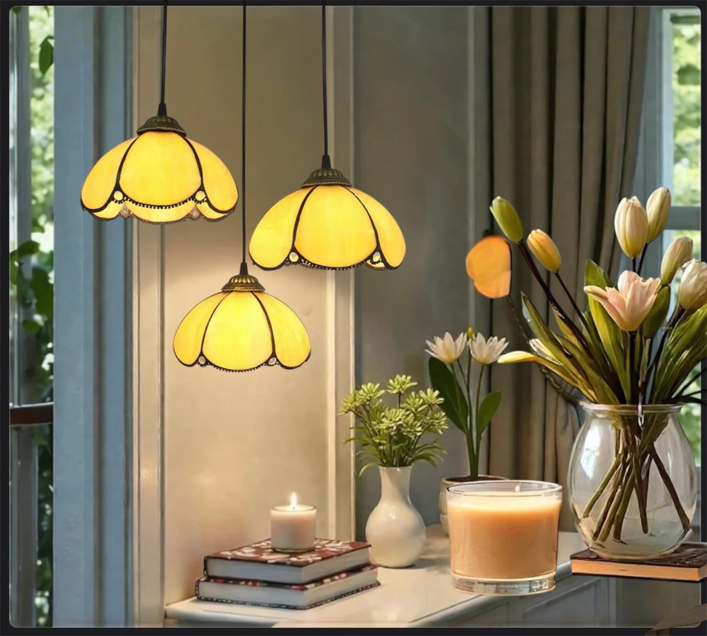 CDH 10” Tiffany Pendant Lamp 20cm shades (26007P3R)