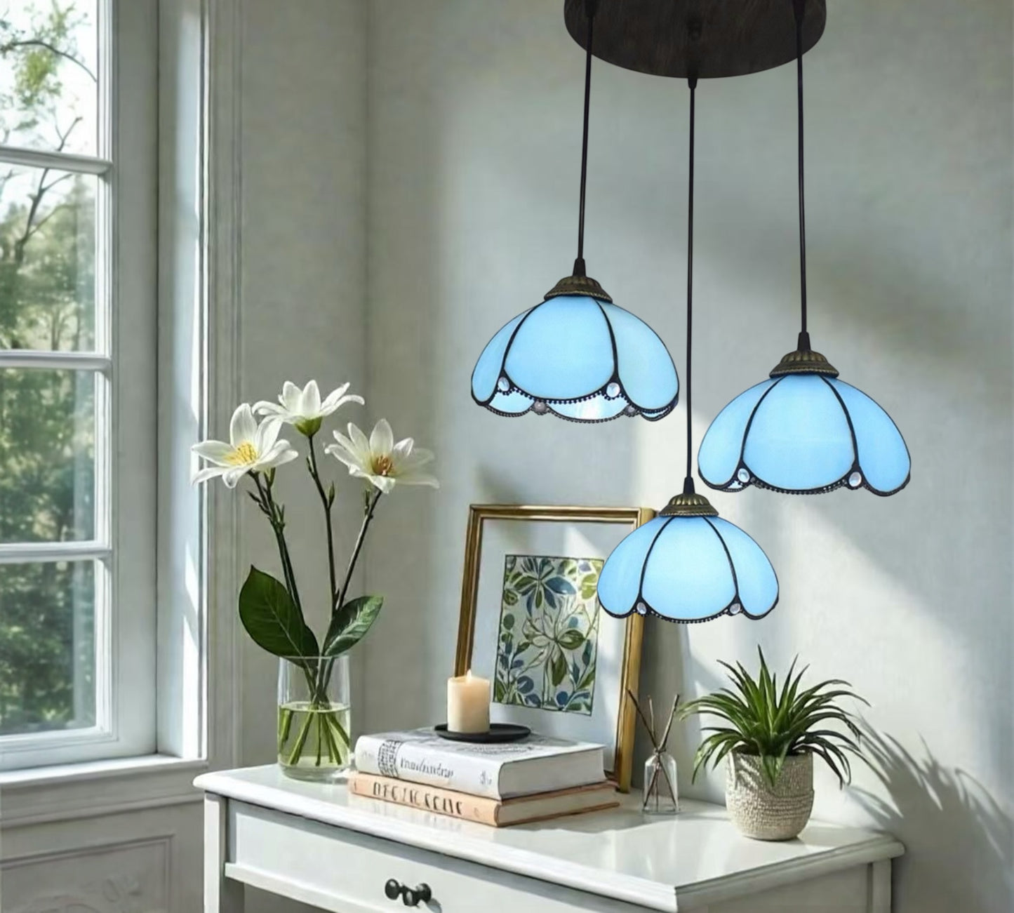 CDH 10” Tiffany Pendant Lamp 20cm shades (26007BP3R)