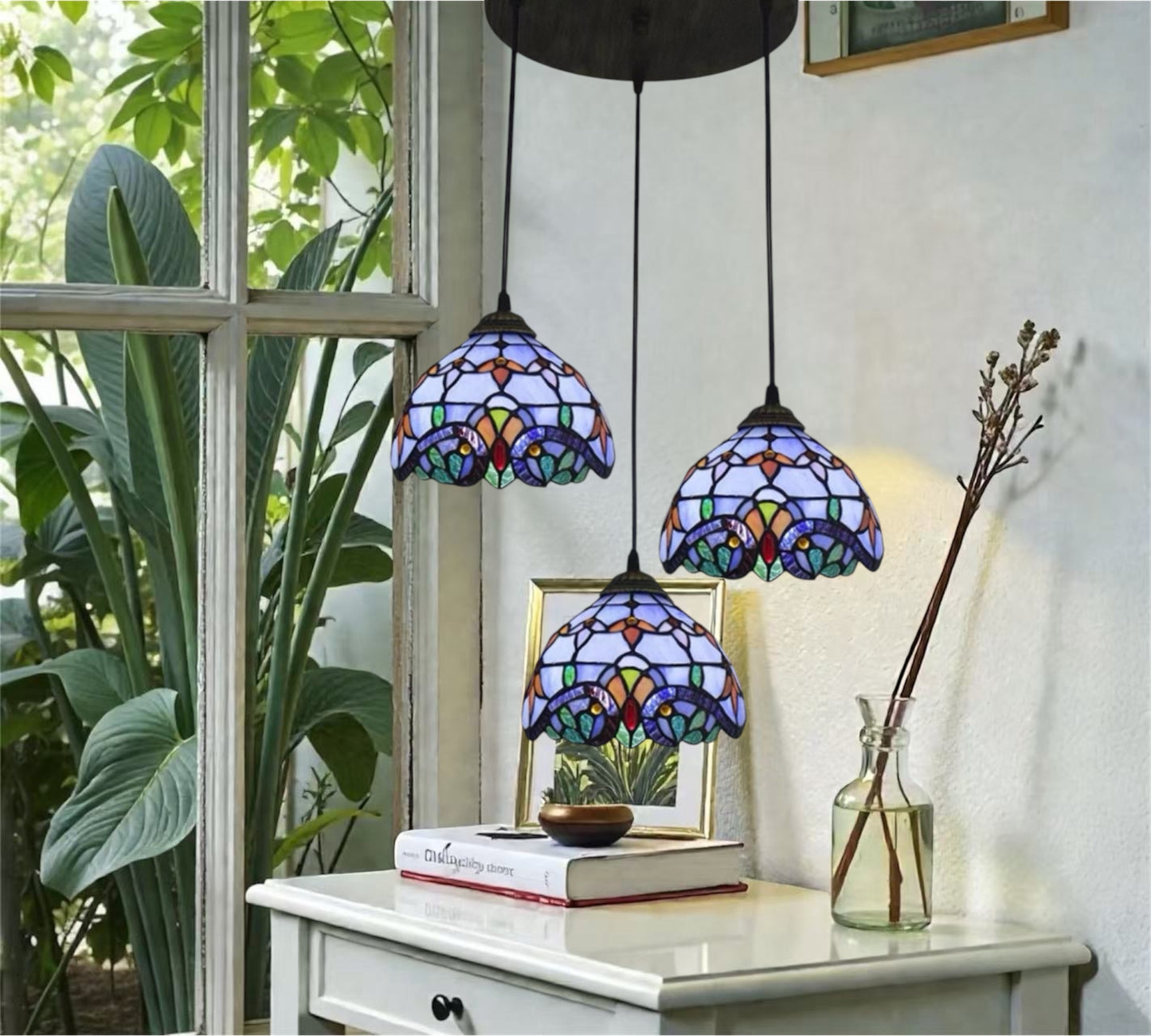 CDH 10” Tiffany Pendant Lamp 20cm shades (15008P3R)