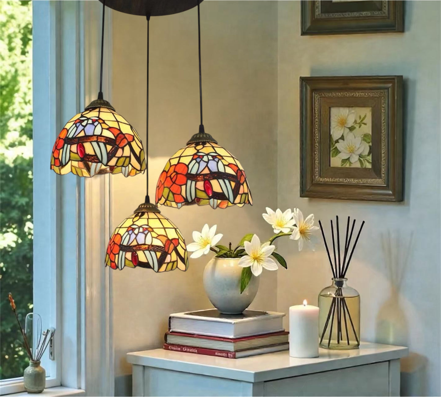 CDH 10” Tiffany Pendant Lamp 20cm shades (12064P3R)