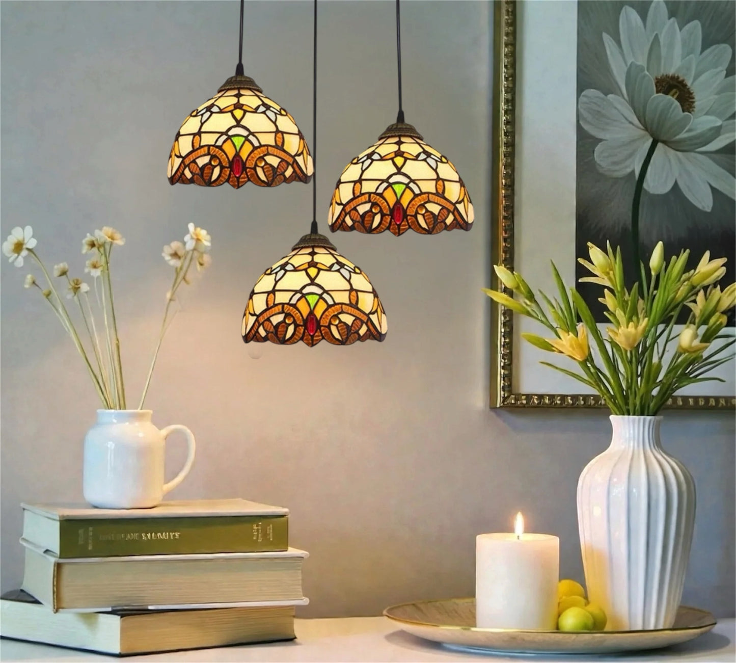 CDH 10” Tiffany Pendant Lamp 20cm shades (12025P3R)