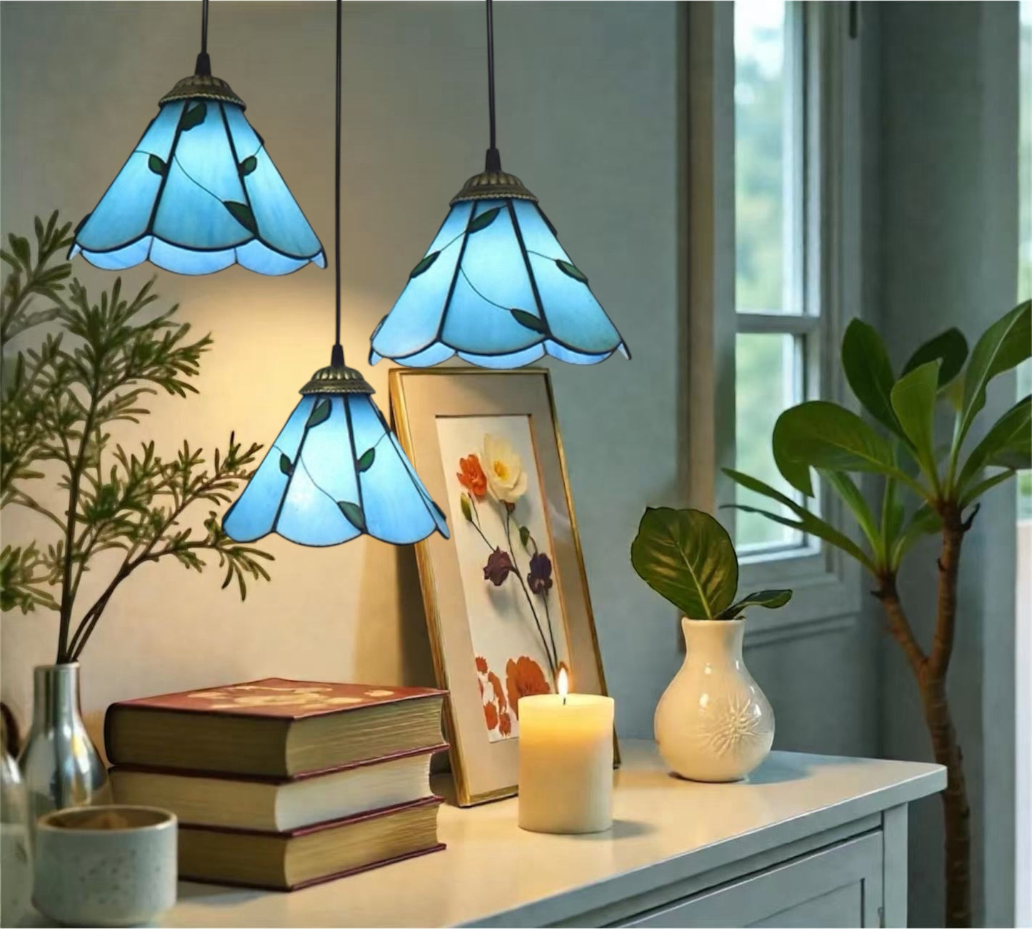 CDH 10” Tiffany Pendant Lamp 20cm shades (12066WP3R)