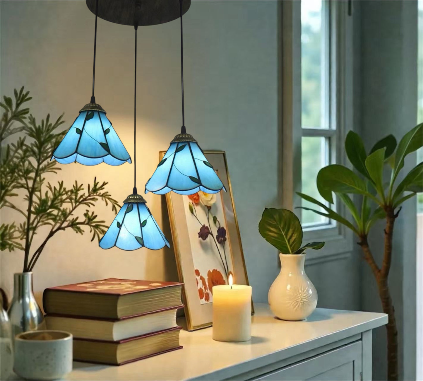 CDH 10” Tiffany Pendant Lamp 20cm shades (12066WP3R)