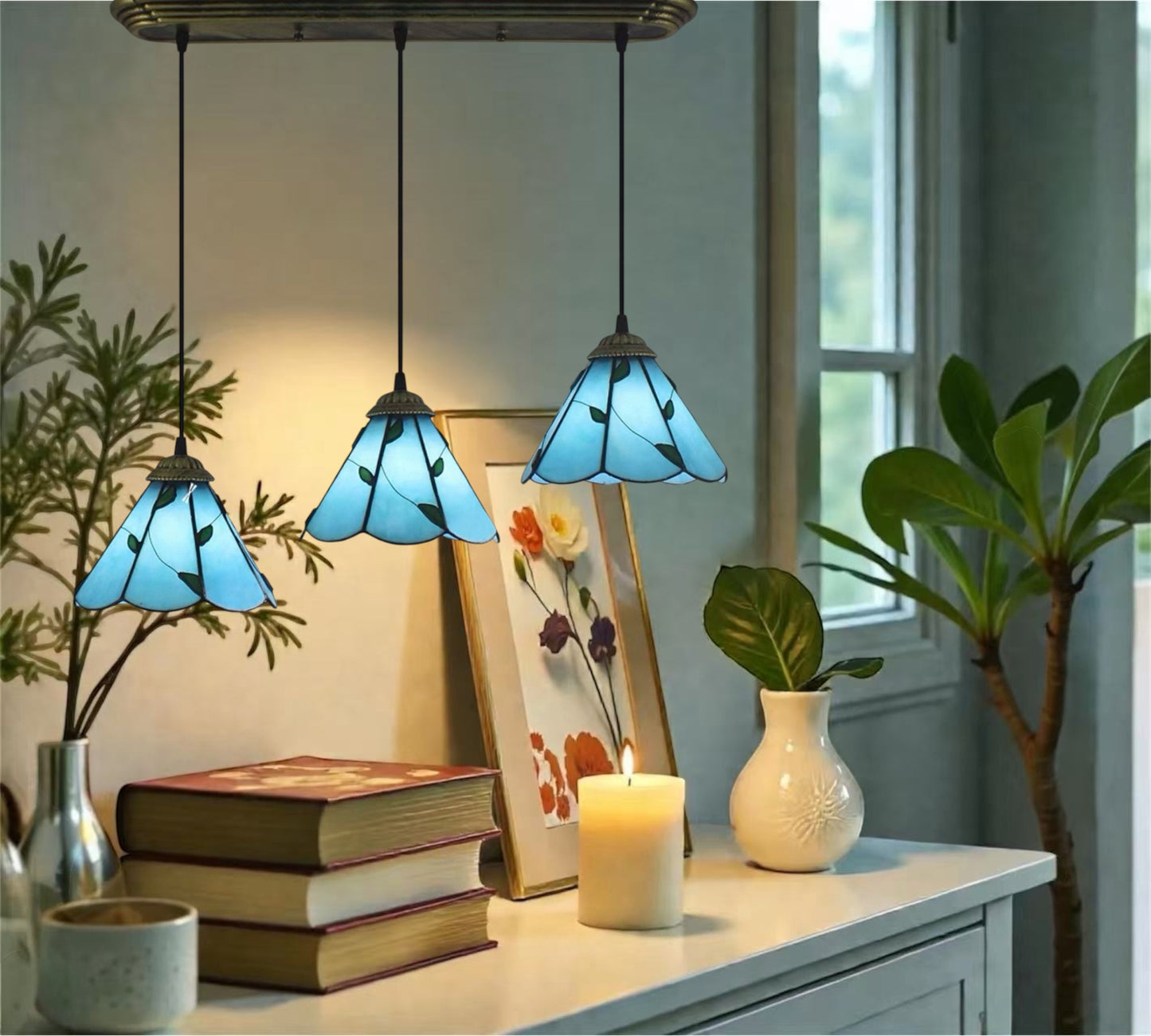 CDH 10” Tiffany Pendant Lamp 20cm shades (12066WP3)