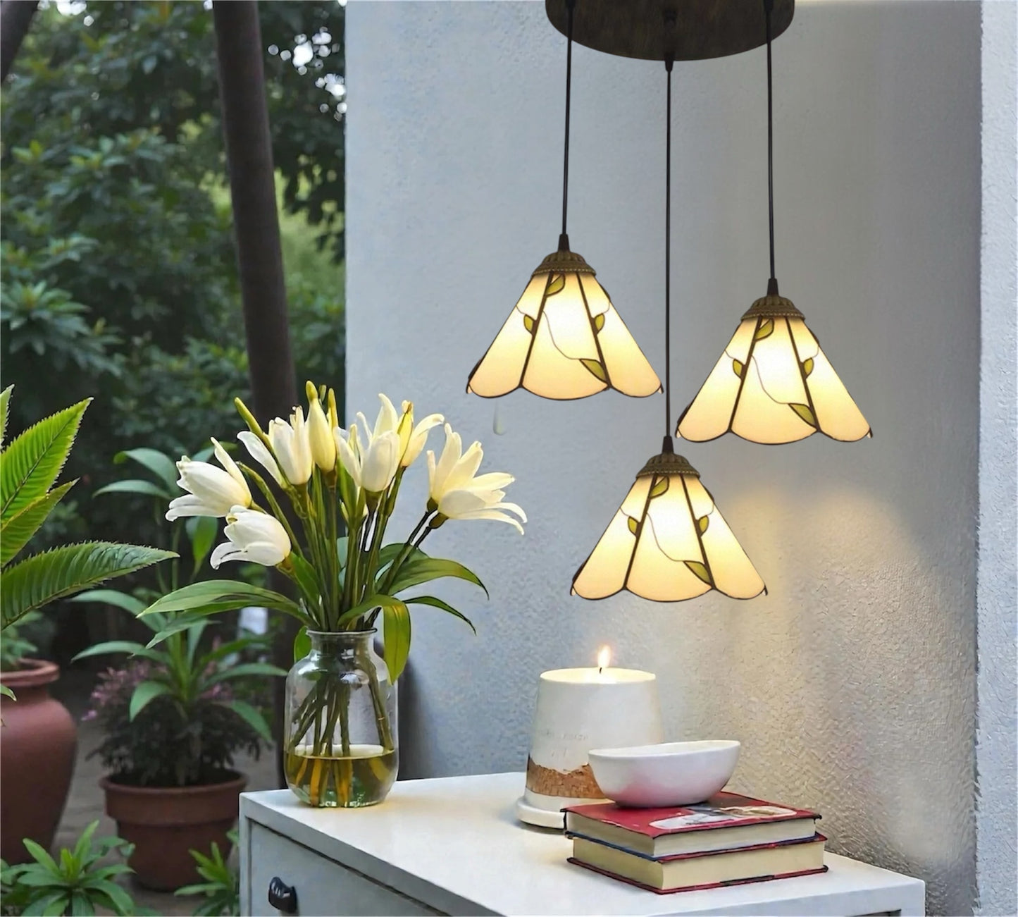 CDH 10” Tiffany Pendant Lamp 20cm shades (26009WP3R)