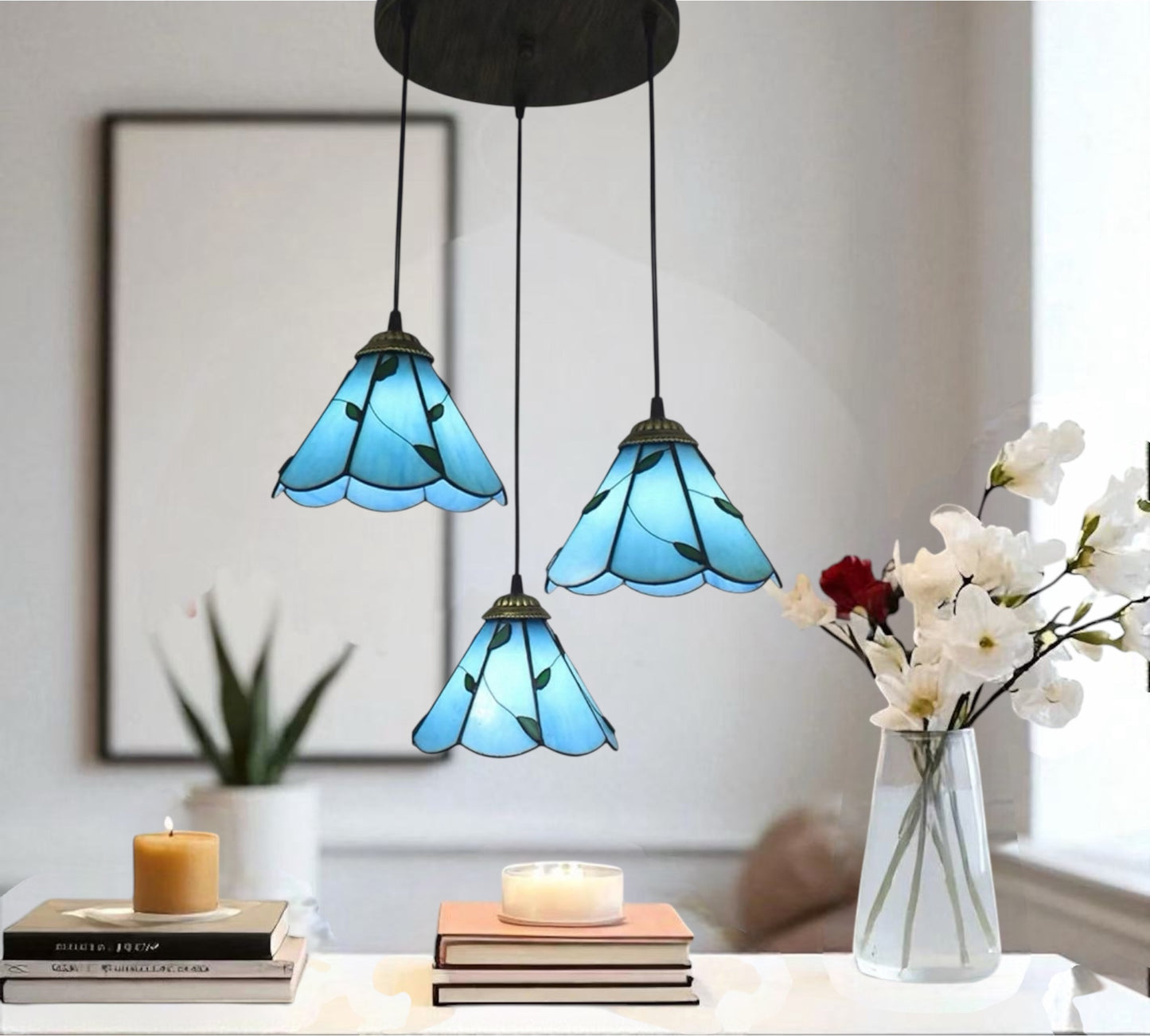 CDH 10” Tiffany Pendant Lamp 20cm shades (12066WP3R)