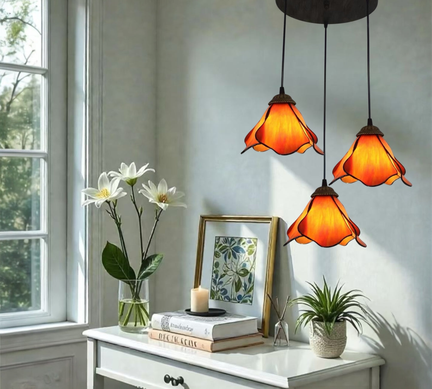CDH 10” Tiffany Pendant Lamp 20cm shades (12034OP3R)