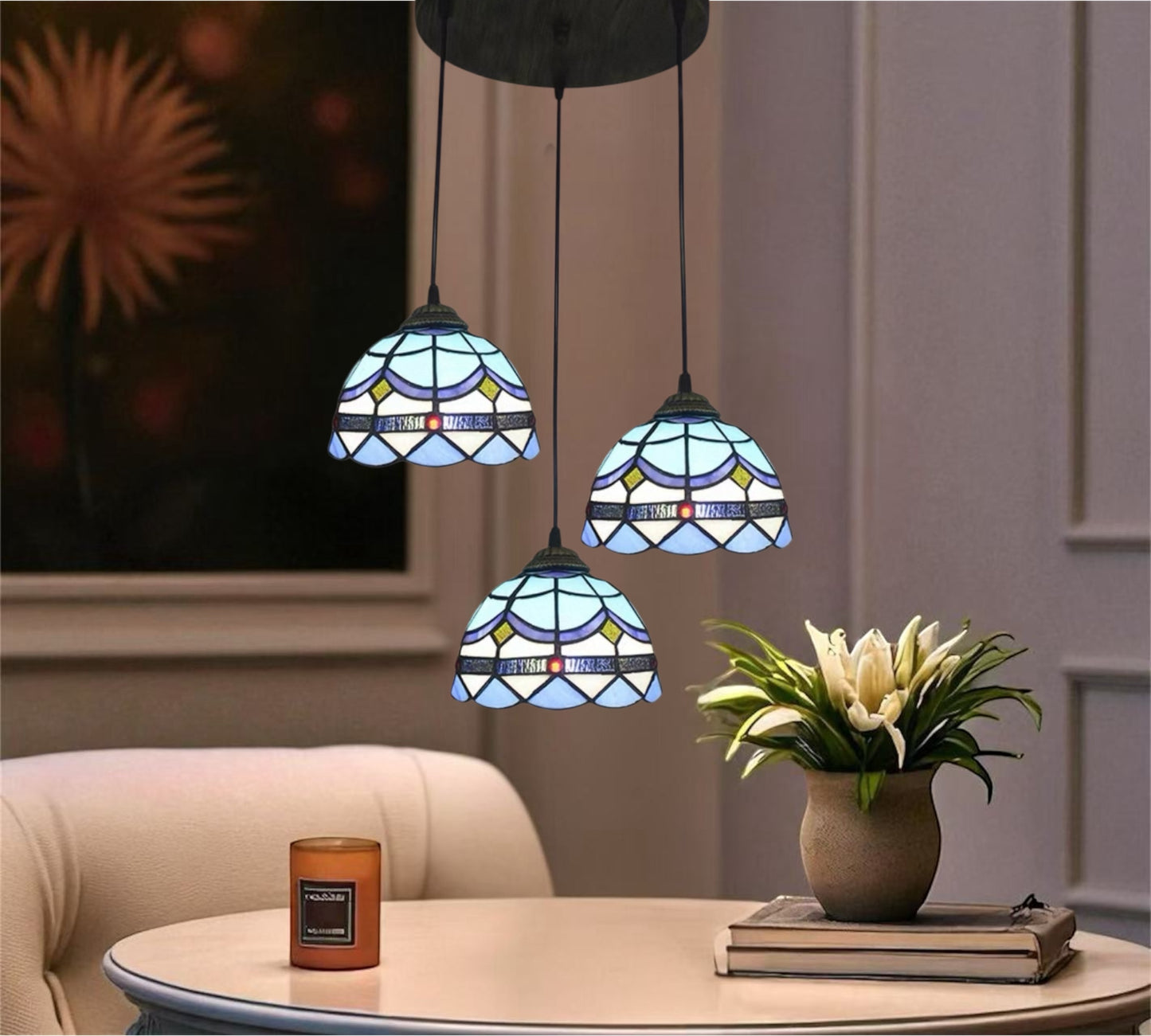 CDH 10” Tiffany Pendant Lamp 20cm shades (12101P3R)