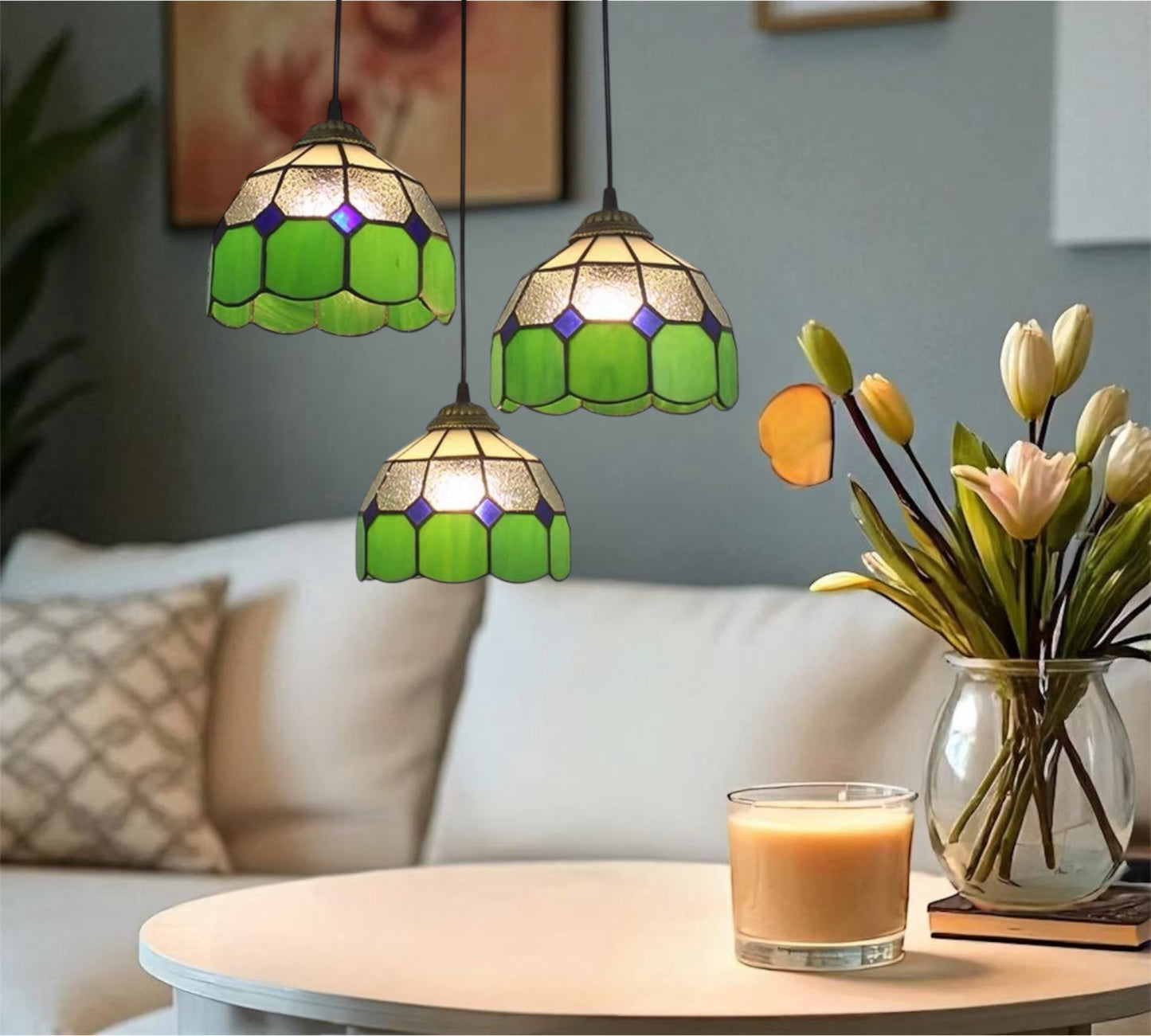 CDH 10” Tiffany Pendant Lamp 20cm shades (26006GP3R)