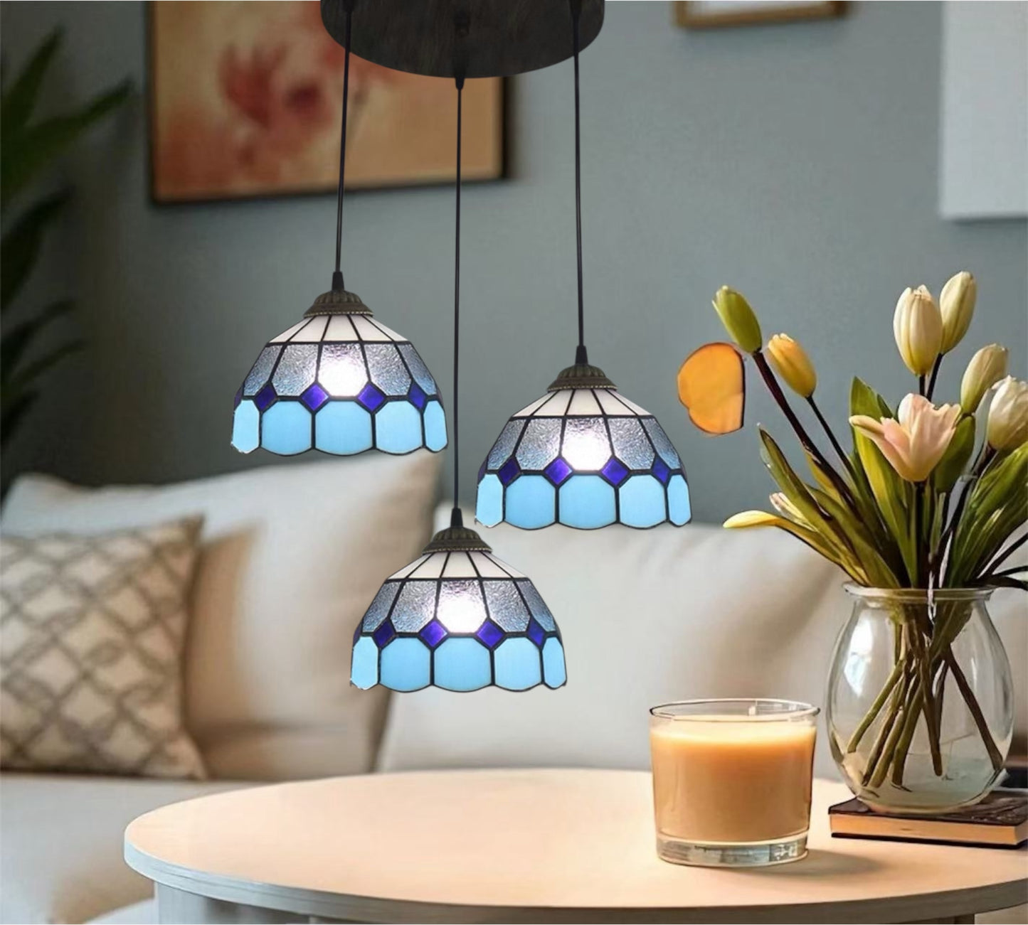 CDH 10” Tiffany Pendant Lamp 20cm shades (26006BP3R)