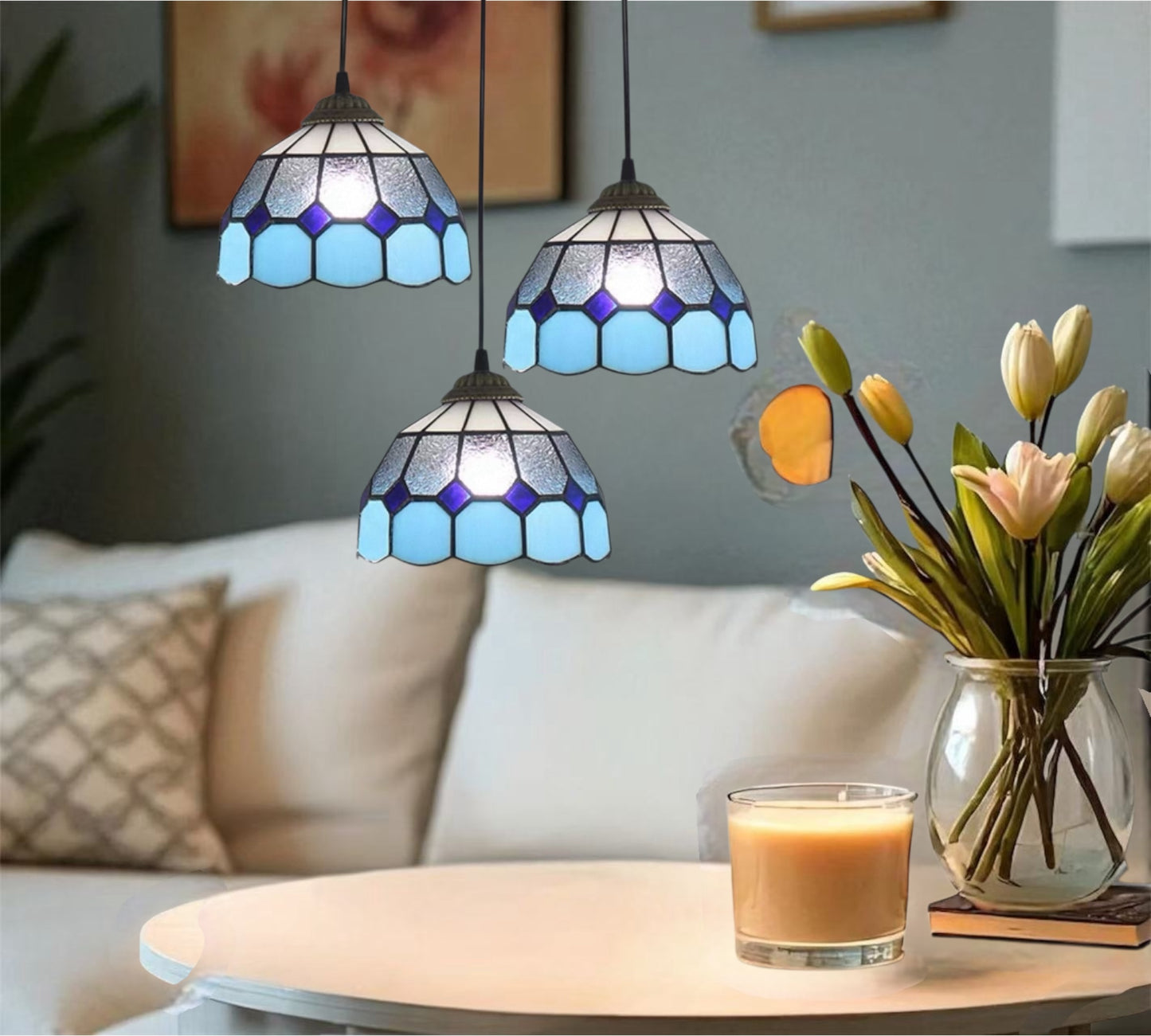 CDH 10” Tiffany Pendant Lamp 20cm shades (26006BP3R)