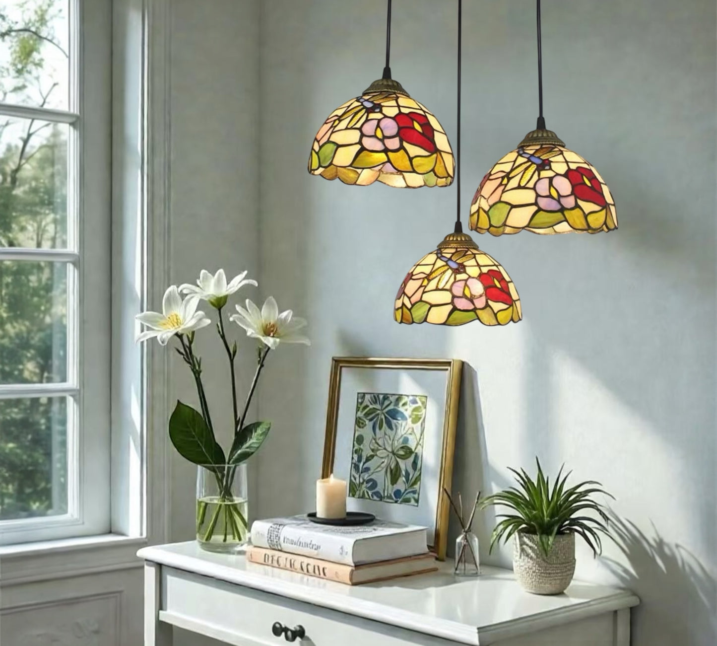 CDH 10” Tiffany Pendant Lamp 20cm shades (11002P3R)