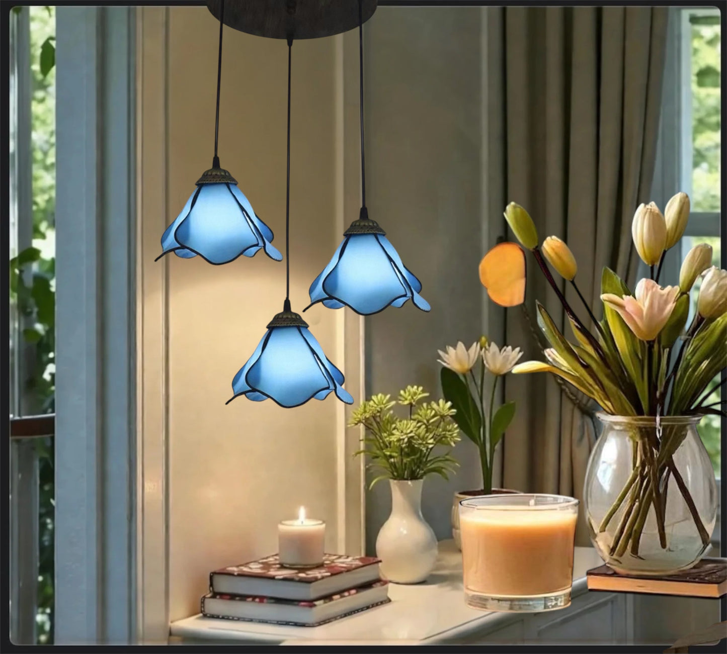 CDH 10” Tiffany Pendant Lamp 20cm shades (12034BP3R)