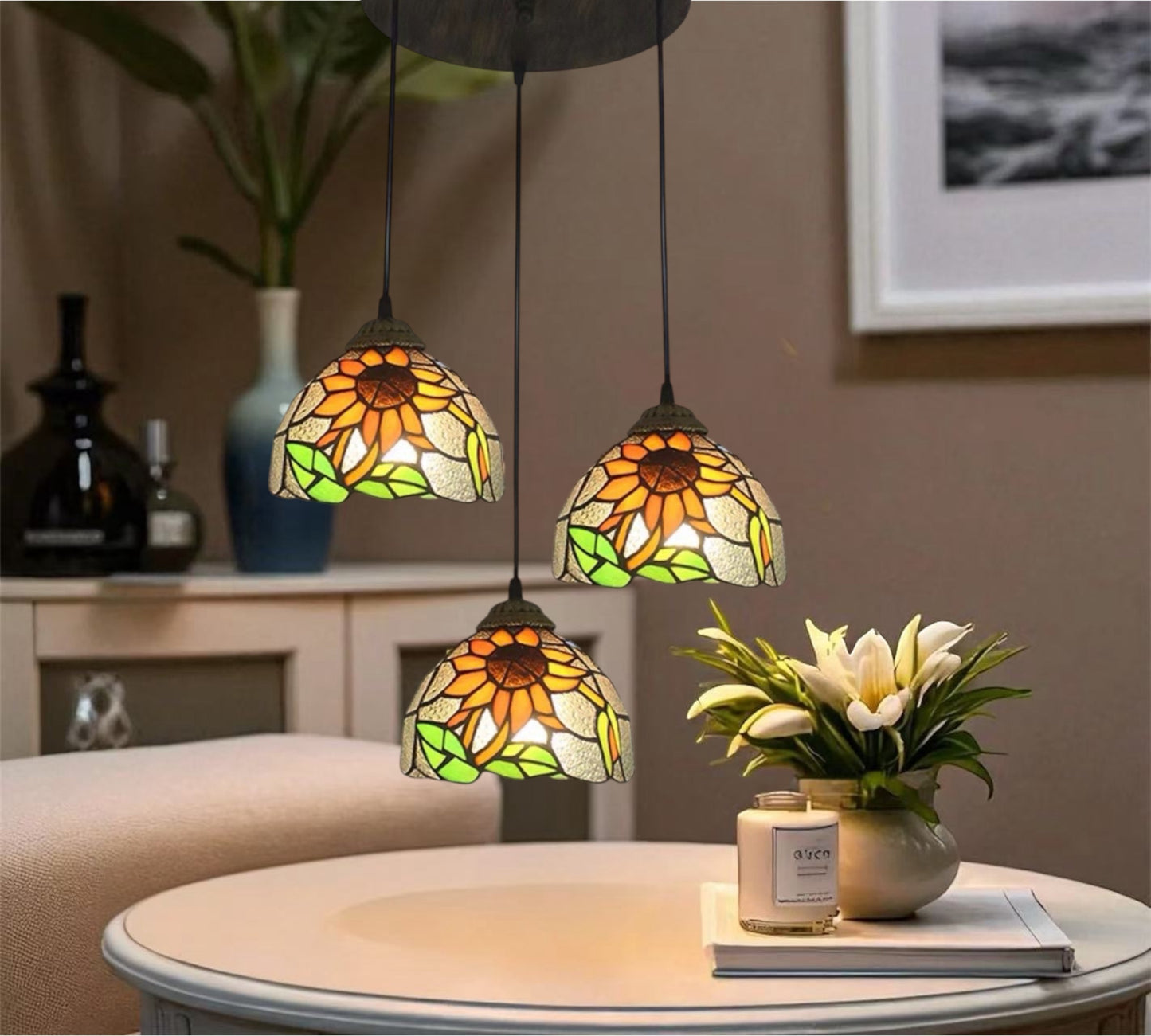 CDH 10” Tiffany Pendant Lamp 20cm shades (12069P3R)