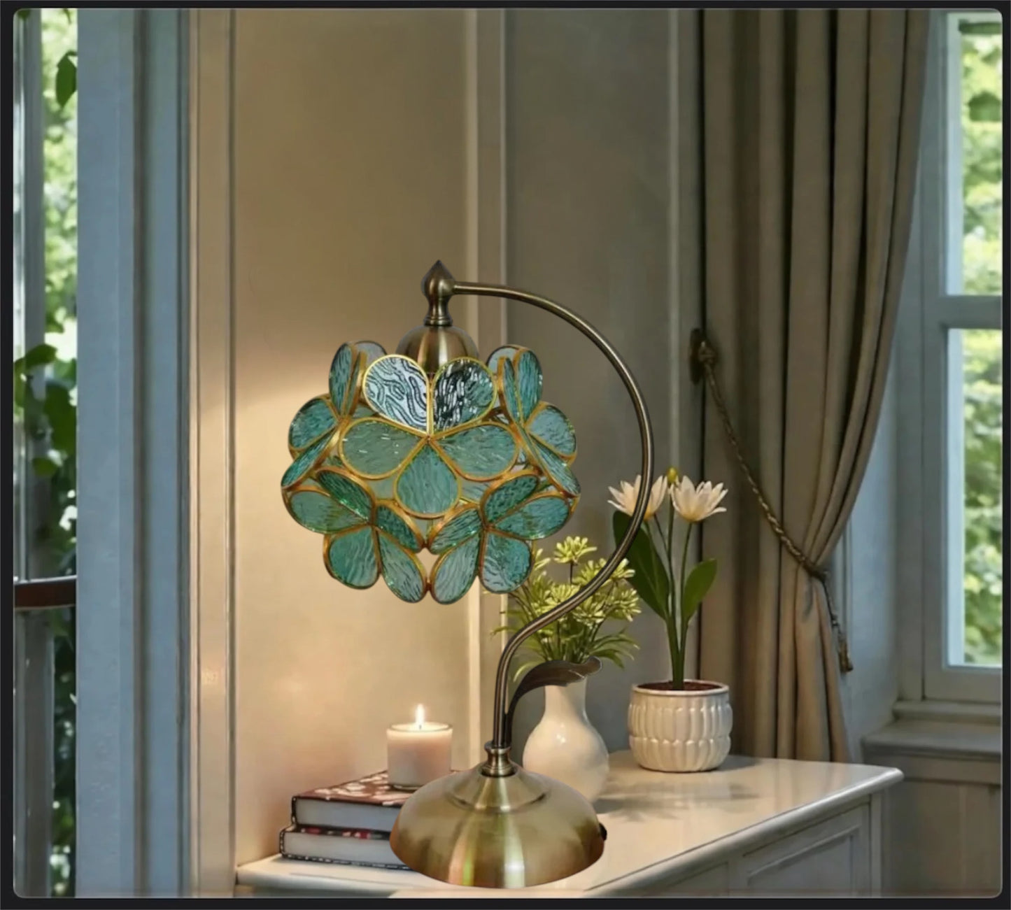 CDH Cherry Blossom Style Tiffany Table Lamp (12033D)
