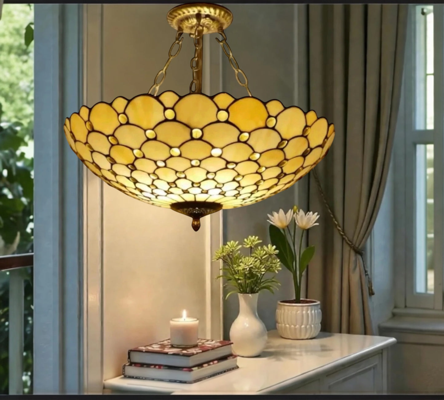 CDH 20” XLARGE Tiffany Upright Lamp with 50cm shade (19021CR)
