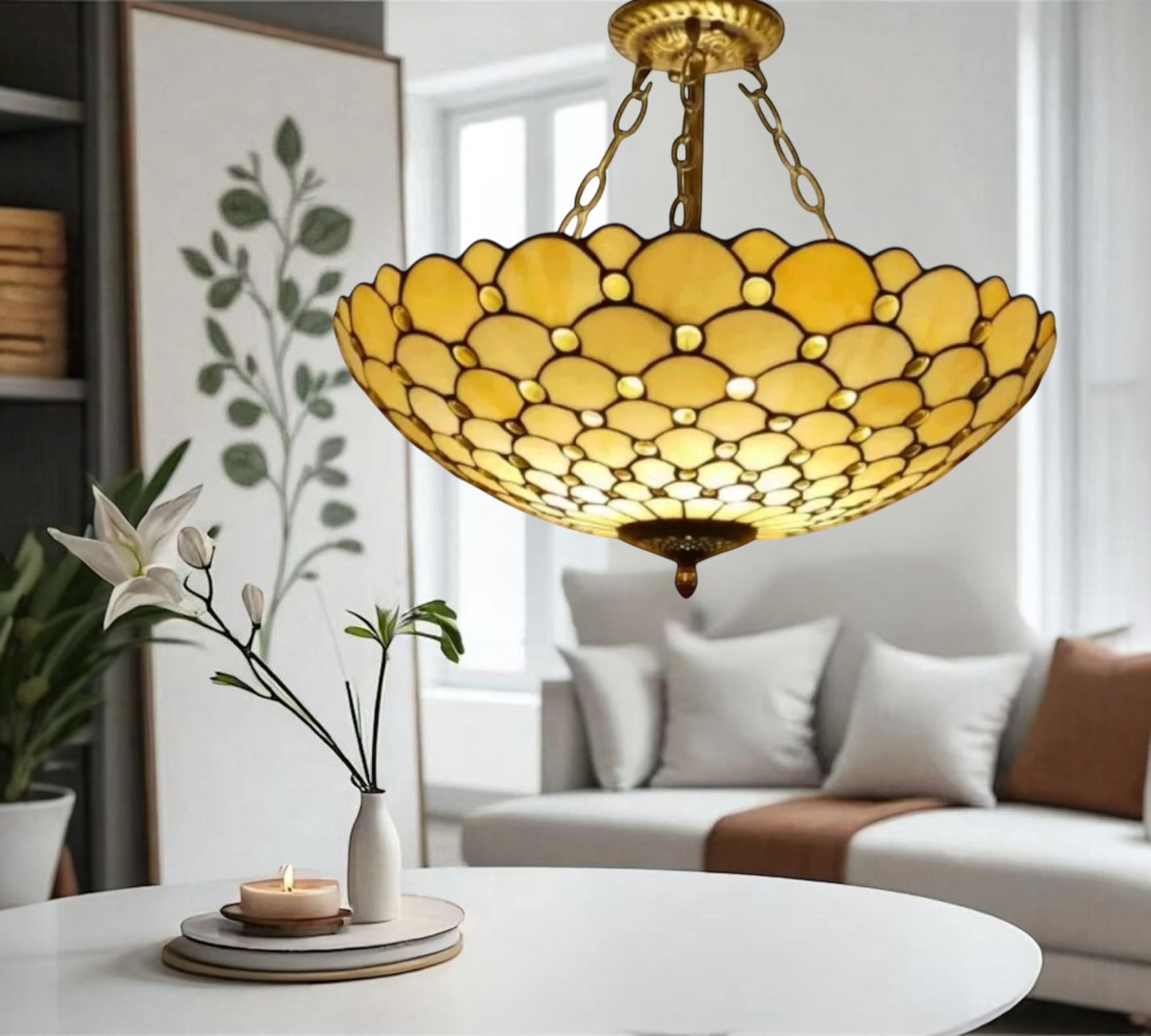 CDH 20” XLARGE Tiffany Upright Lamp with 50cm shade (19021CR)