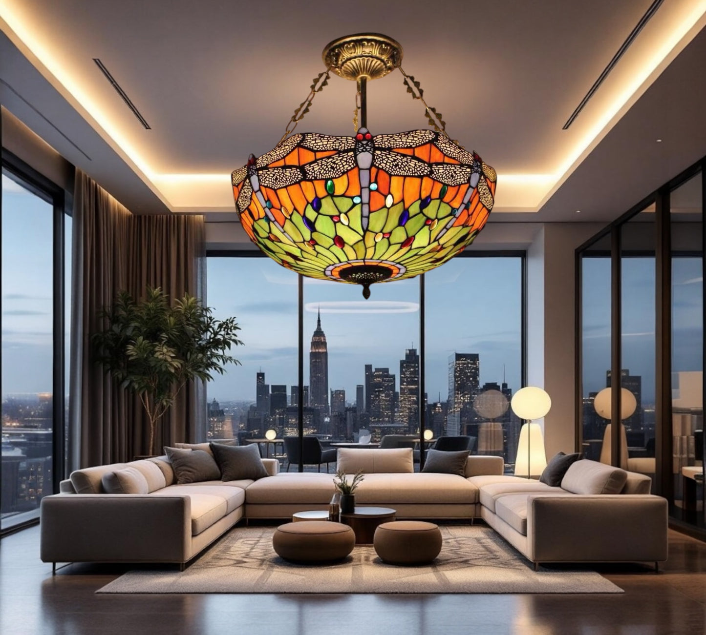 CDH 20” XLARGE Tiffany Upright Lamp with 50cm shade (19015CRX)