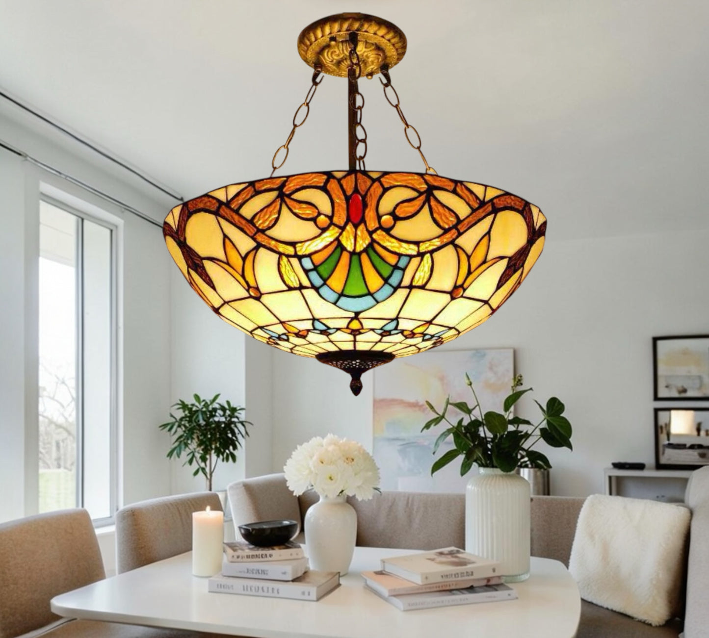 CDH 20” XLARGE Tiffany Upright Lamp with 50cm shade (19018CRX)