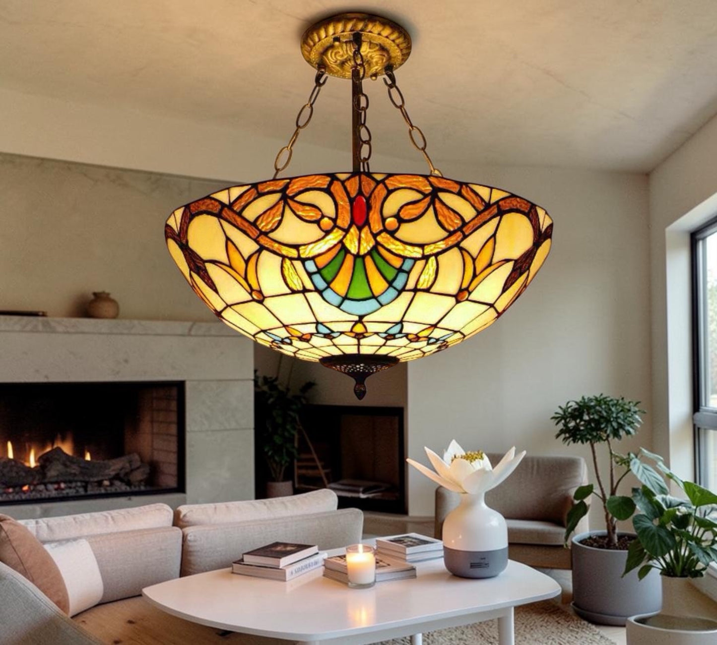 CDH 20” XLARGE Tiffany Upright Lamp with 50cm shade (19018CRX)