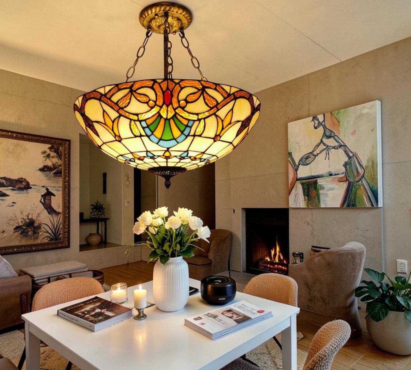 CDH 20” XLARGE Tiffany Upright Lamp with 50cm shade (19018CRX)