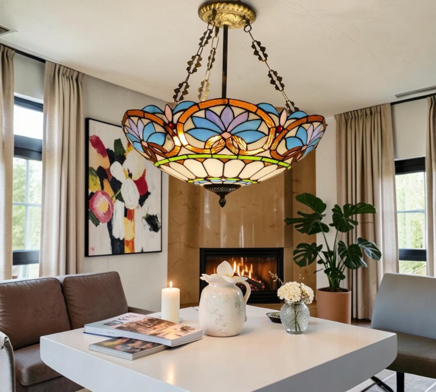 CDH 20” XLARGE Tiffany Upright Lamp with 50cm shade (19019CRX)