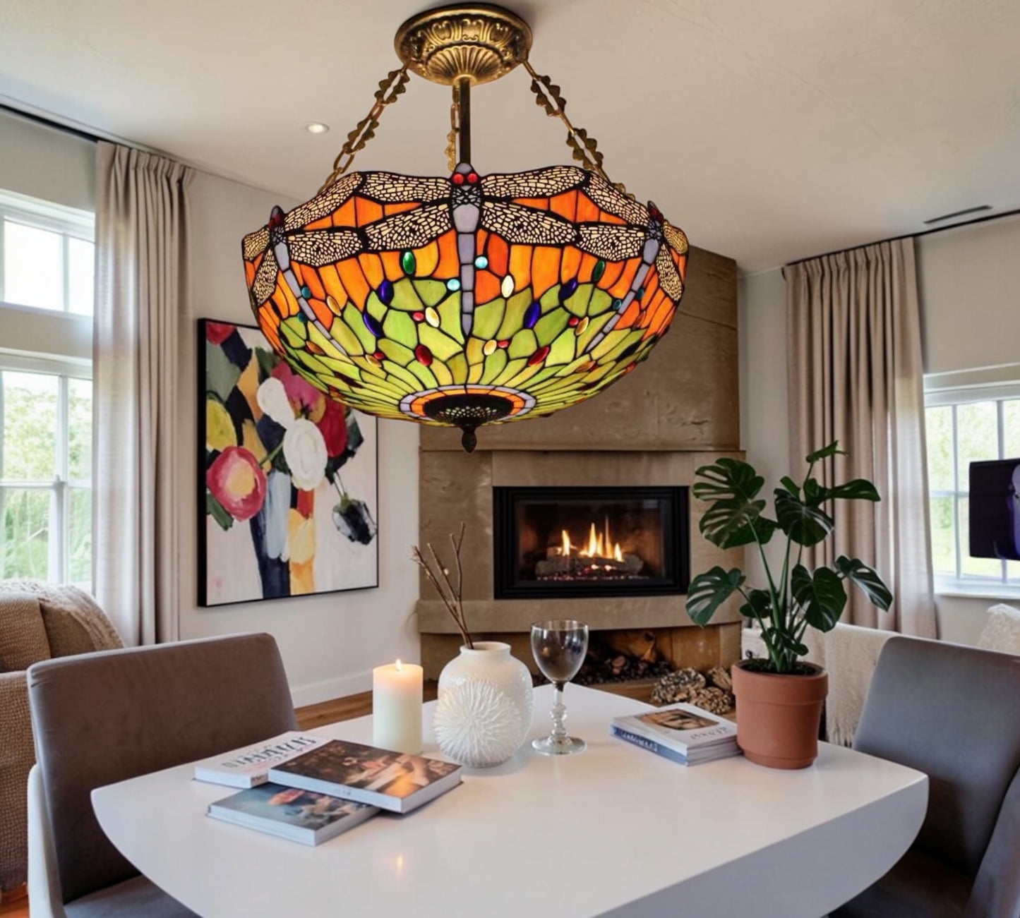 CDH 20” XLARGE Tiffany Upright Lamp with 50cm shade (19015CRX)
