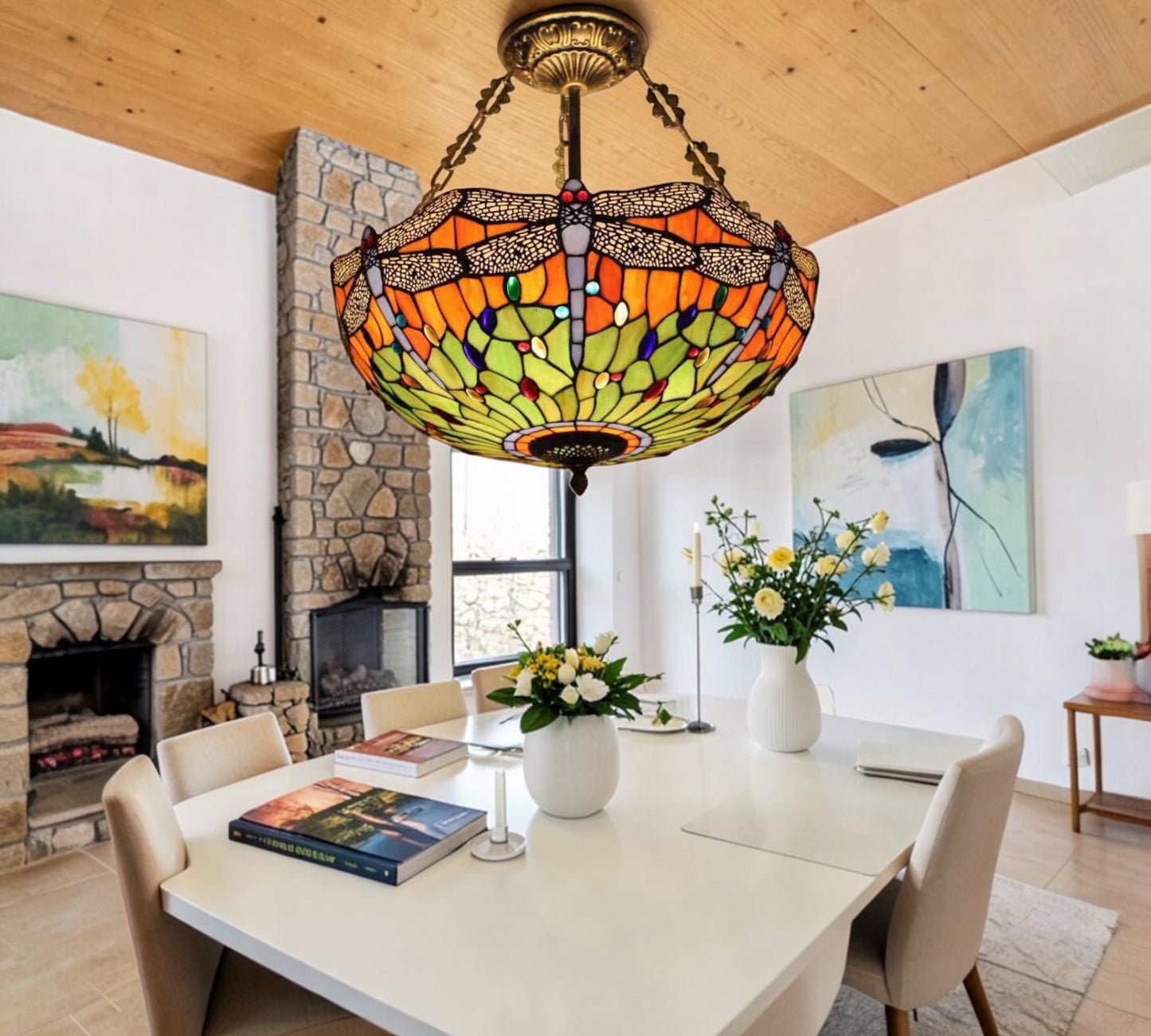 CDH 20” XLARGE Tiffany Upright Lamp with 50cm shade (19015CRX)