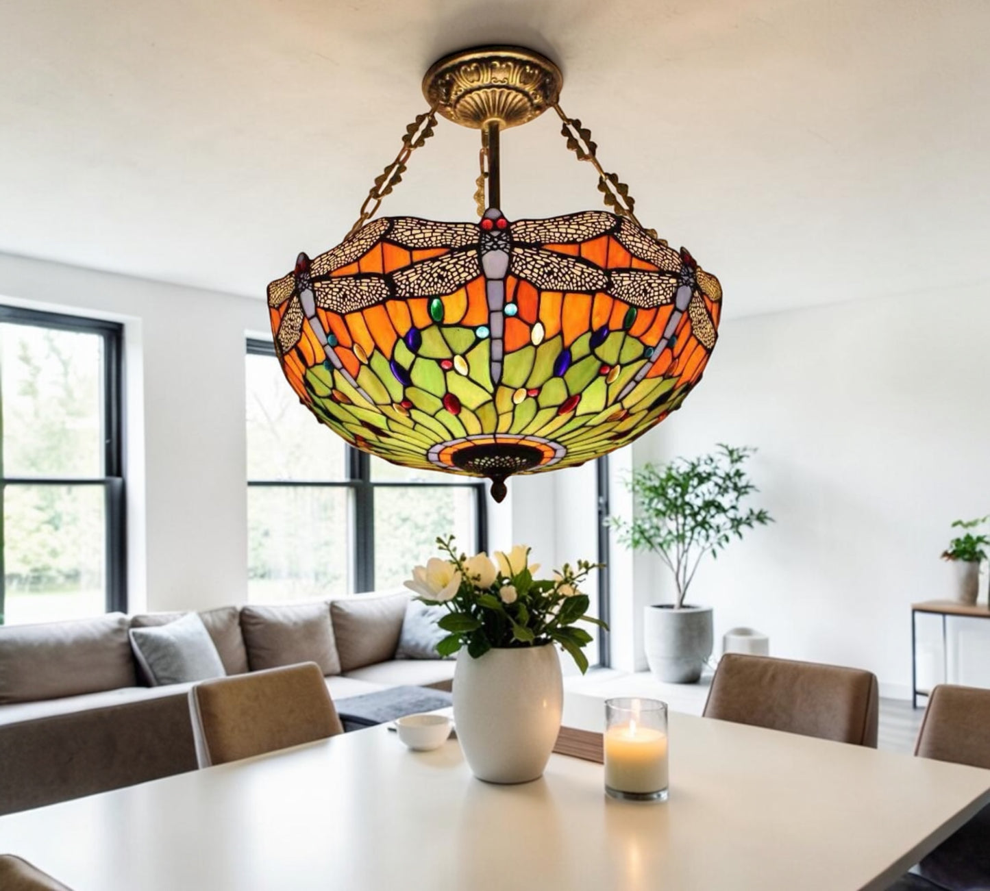 CDH 20” XLARGE Tiffany Upright Lamp with 50cm shade (19015CRX)
