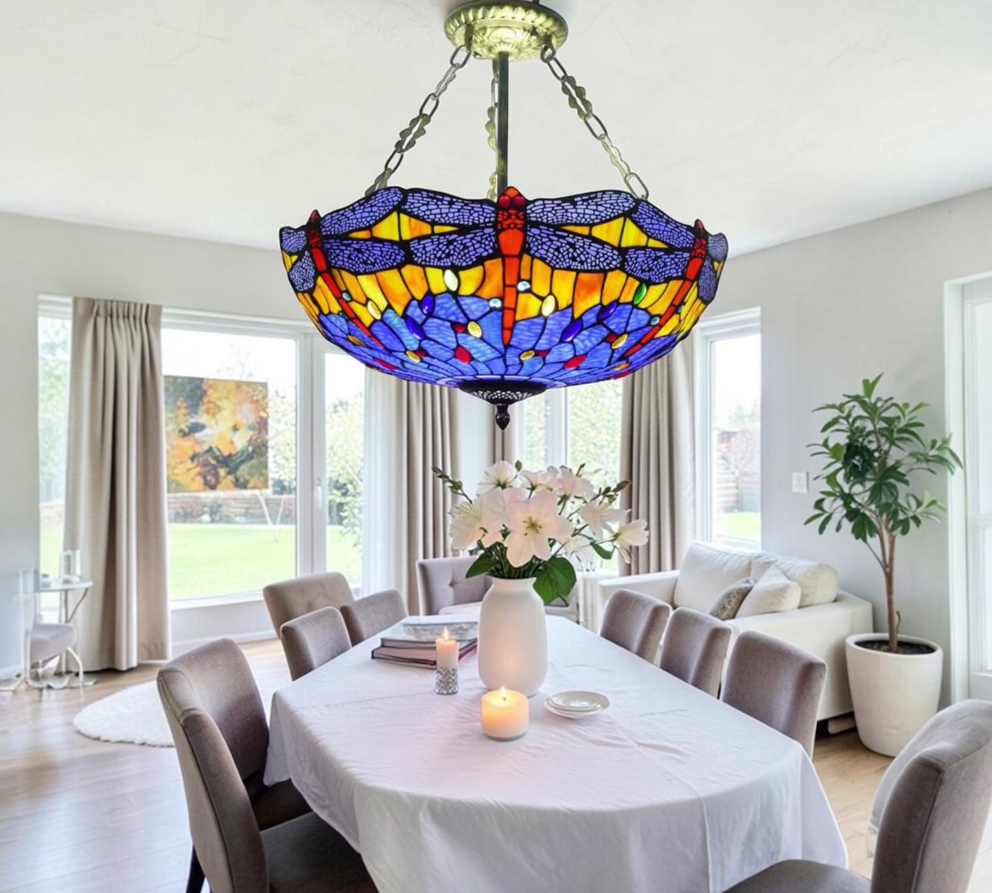 CDH 20” XLARGE Tiffany Upright Lamp with 50cm shade (16117XCR)