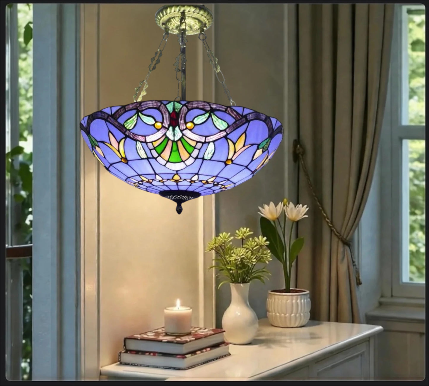 CDH 20” XLARGE Tiffany Upright Lamp with 50cm shade (19017XCR)