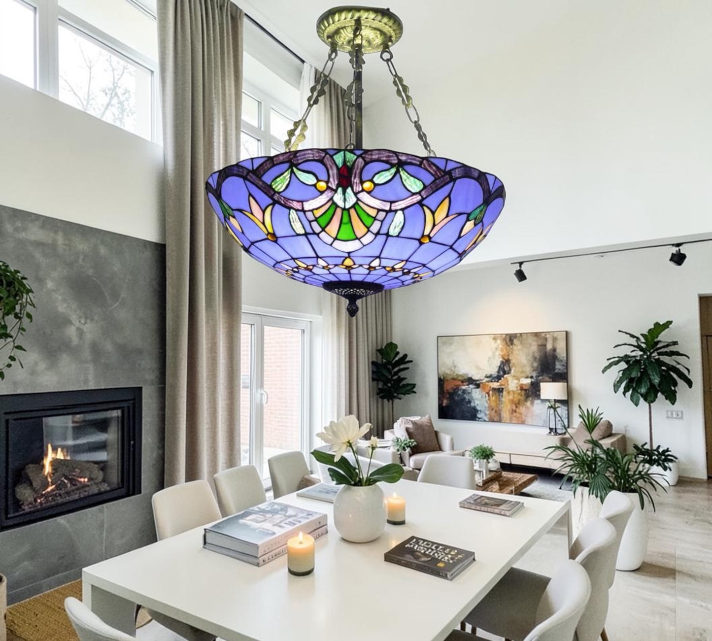 CDH 20” XLARGE Tiffany Upright Lamp with 50cm shade (19017XCR)