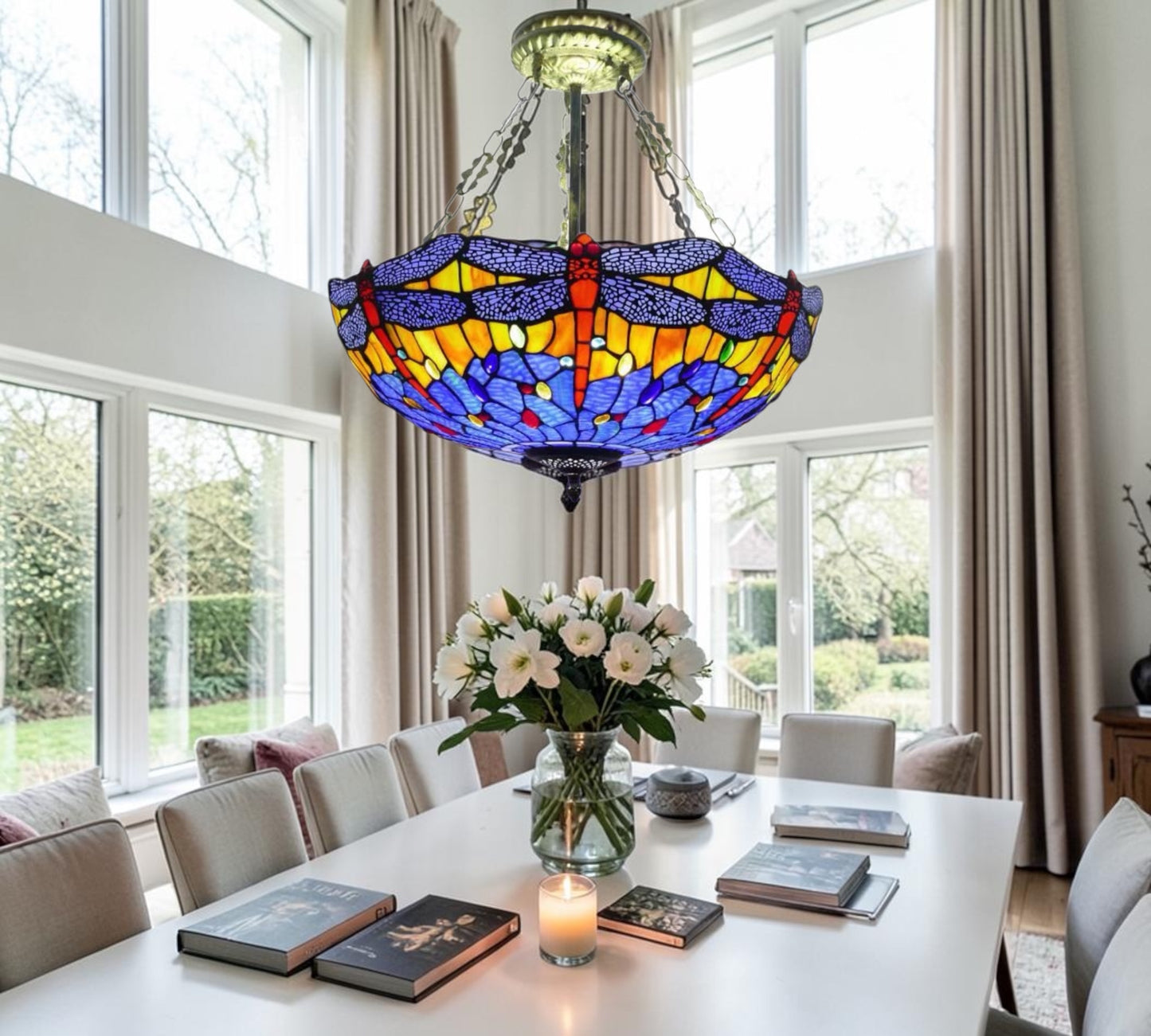 CDH 20” XLARGE Tiffany Upright Lamp with 50cm shade (16117XCR)