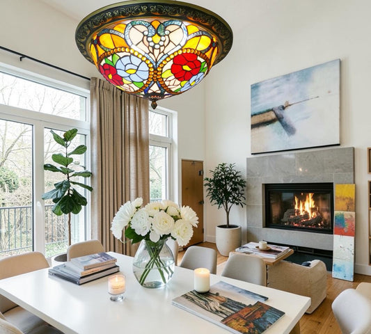 CDH 16" Tiffany Style Flush Mount Ceiling Lights with 40cm Shade (15030CM)