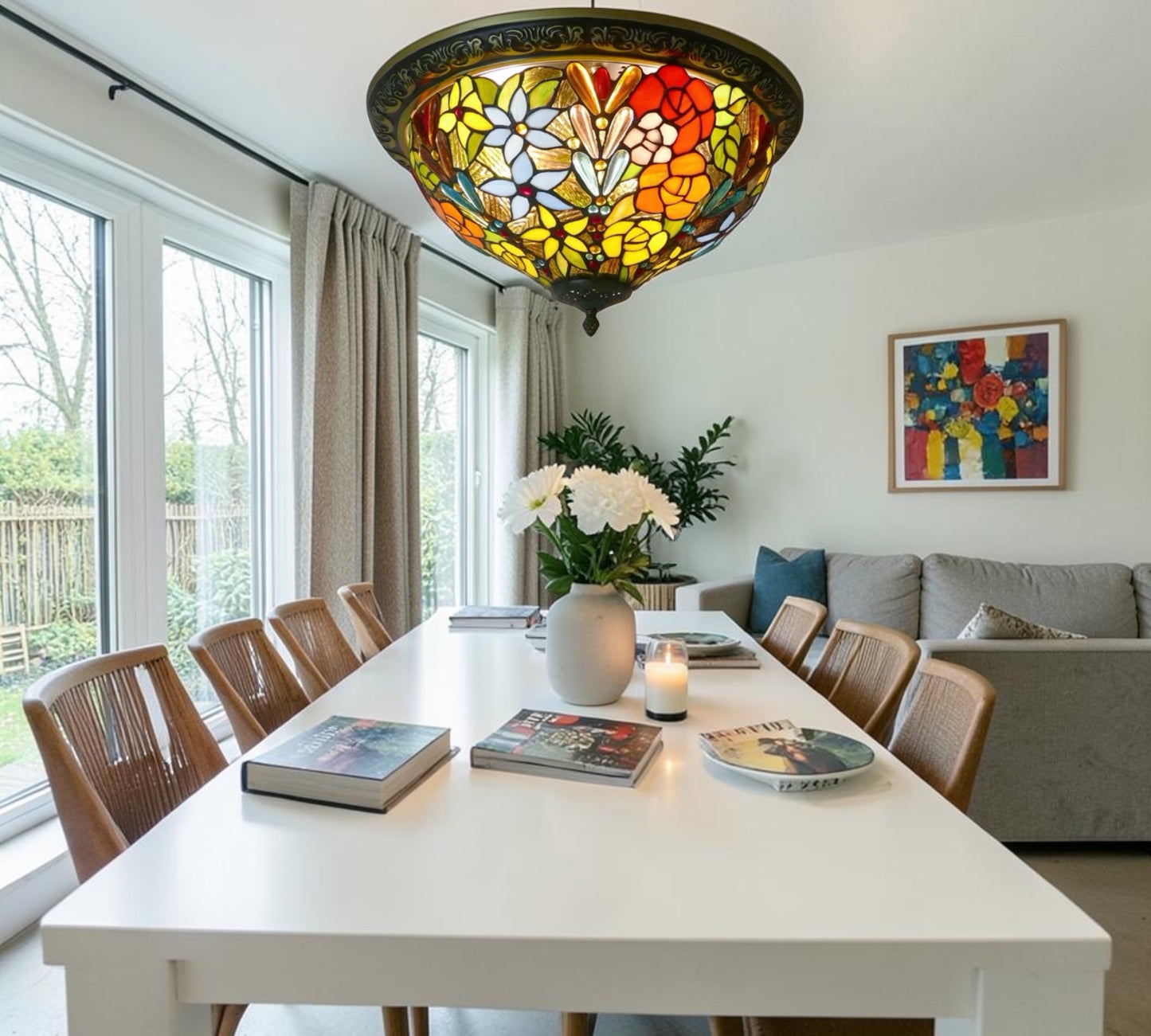 CDH 16" Tiffany Style Flush Mount Ceiling Lights with 40cm Shade (15016CM)